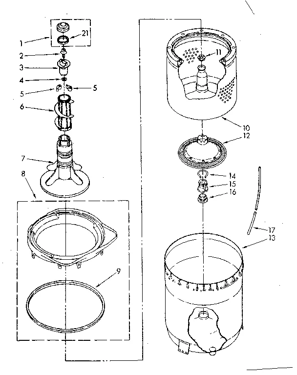 AGITATOR, BASKET AND TUB PARTS