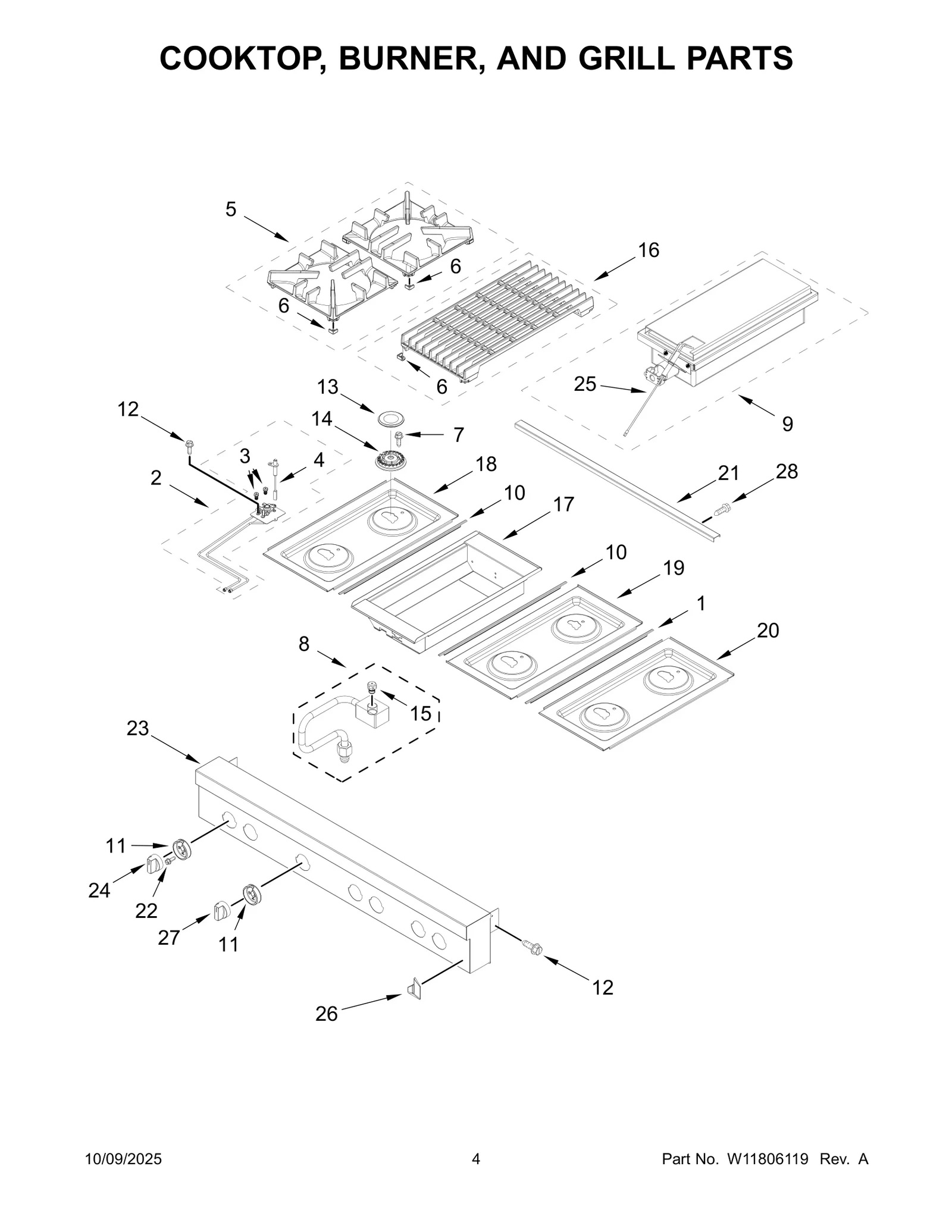 COOKTOP, BURNER, AND GRILL PARTS