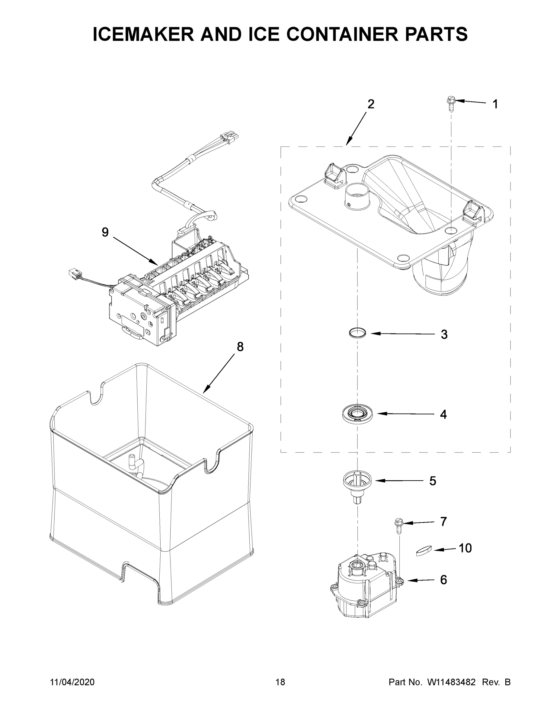 10 - ICEMAKER AND ICE CONTAINER PARTS