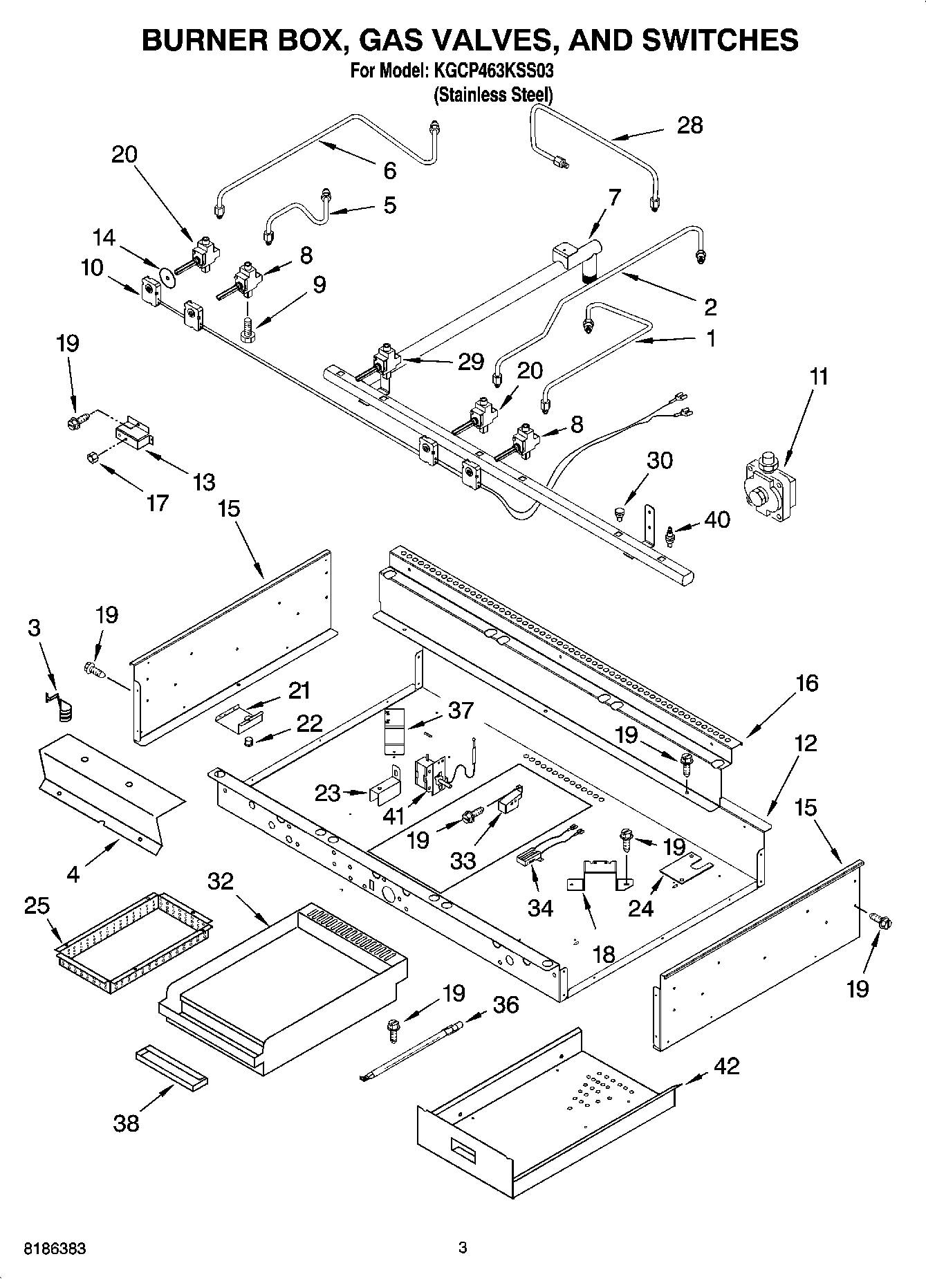 02 - BURNER BOX, GAS VALVES, AND SWITCHES, OPTIONAL PARTS