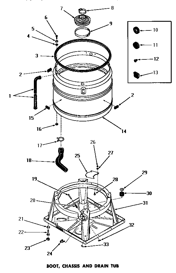 11 - BOOT, CHASSIS & DRAIN TUB
