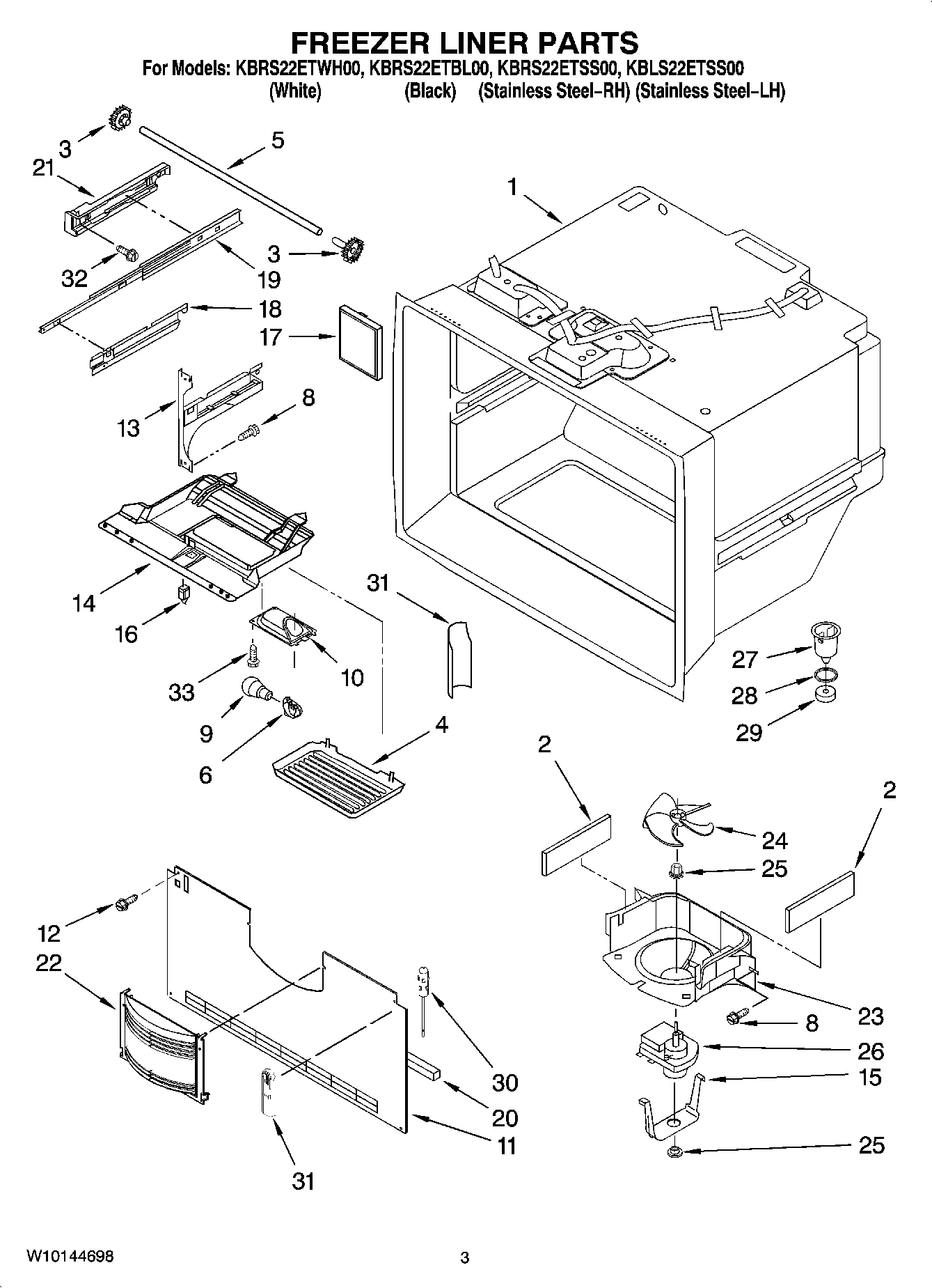 02 - FREEZER LINER PARTS