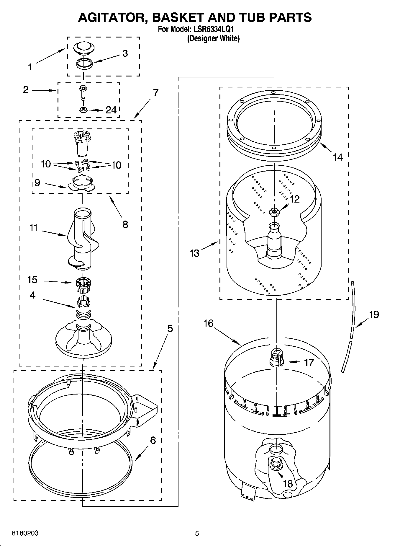 03 - AGITATOR, BASKET AND TUB PARTS