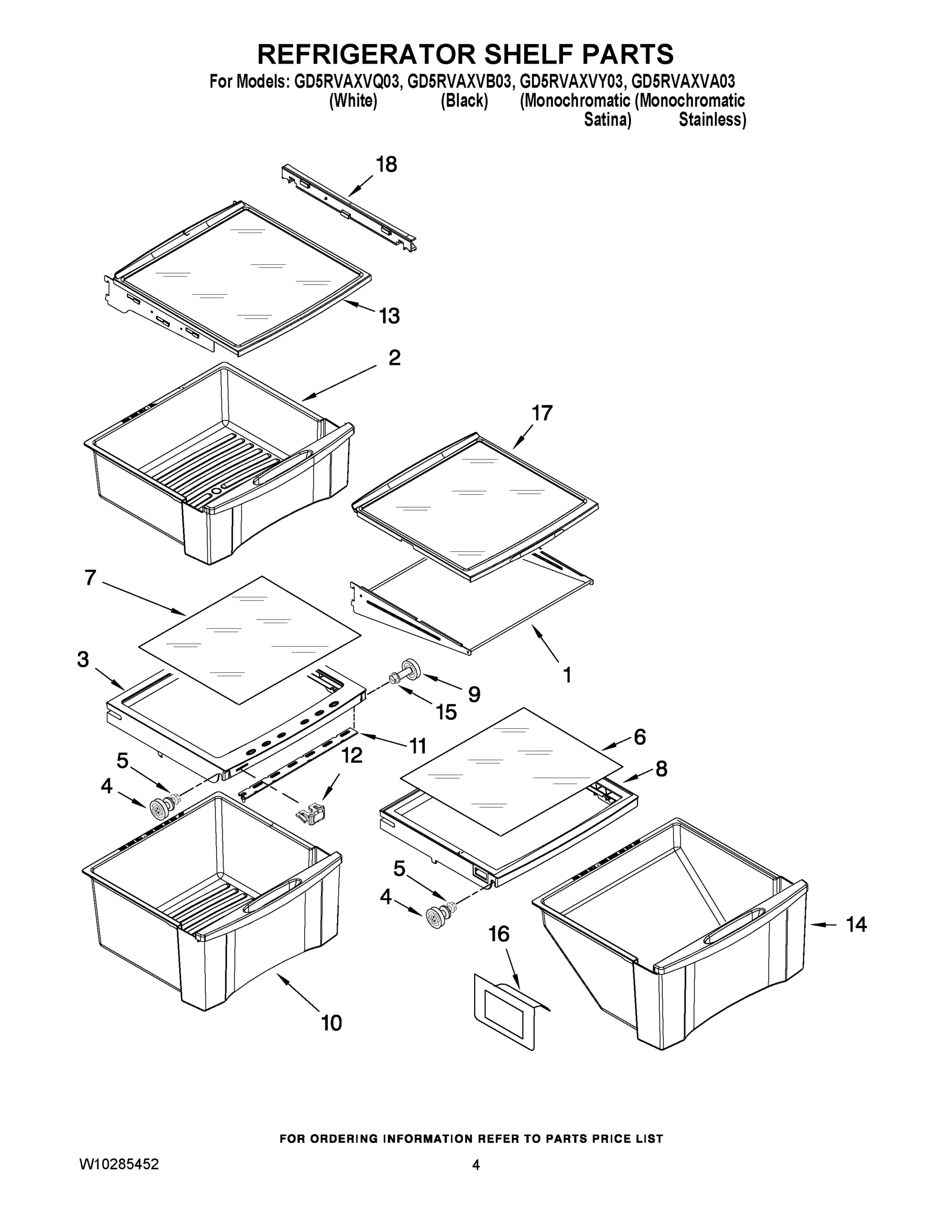 03 - REFRIGERATOR SHELF PARTS
