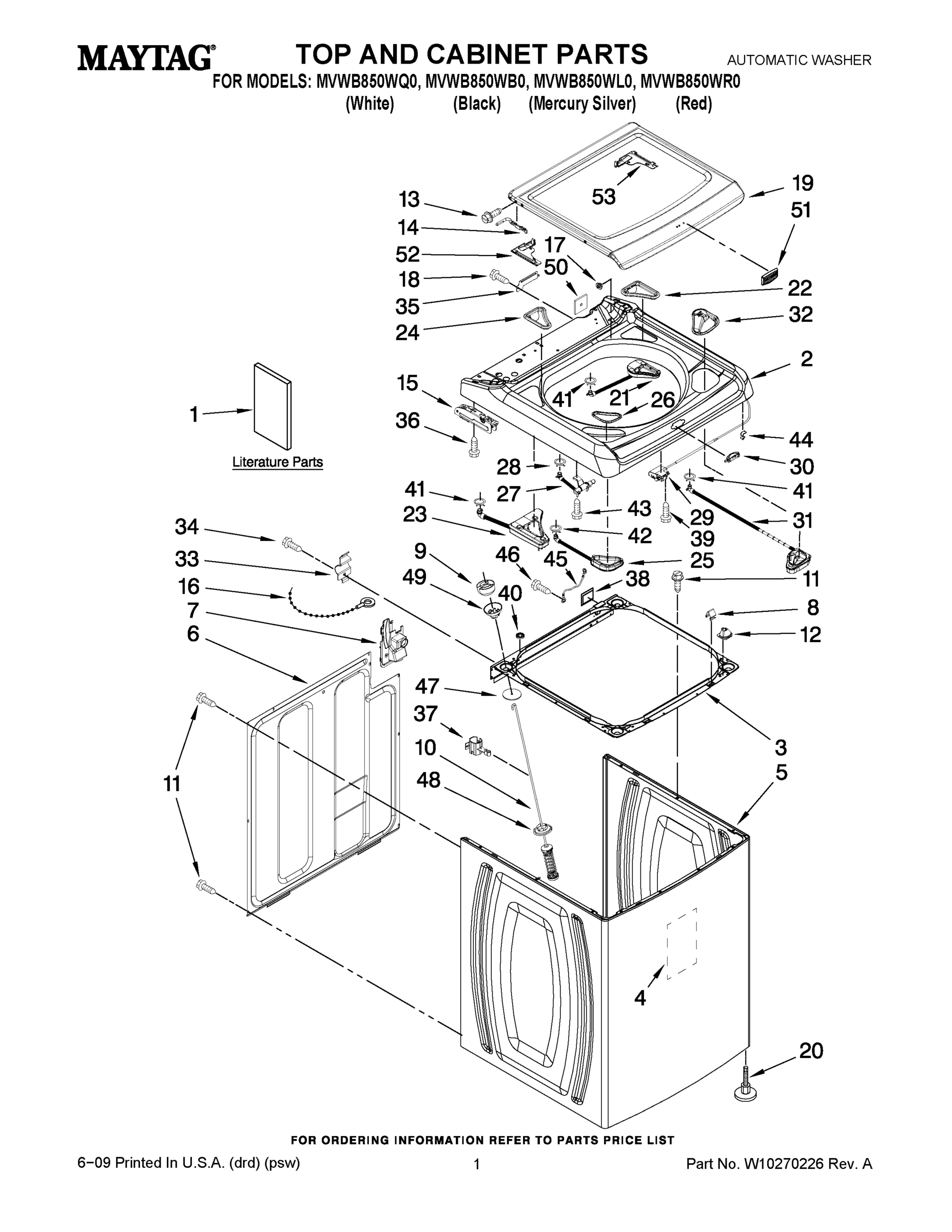 01 - TOP AND CABINET PARTS