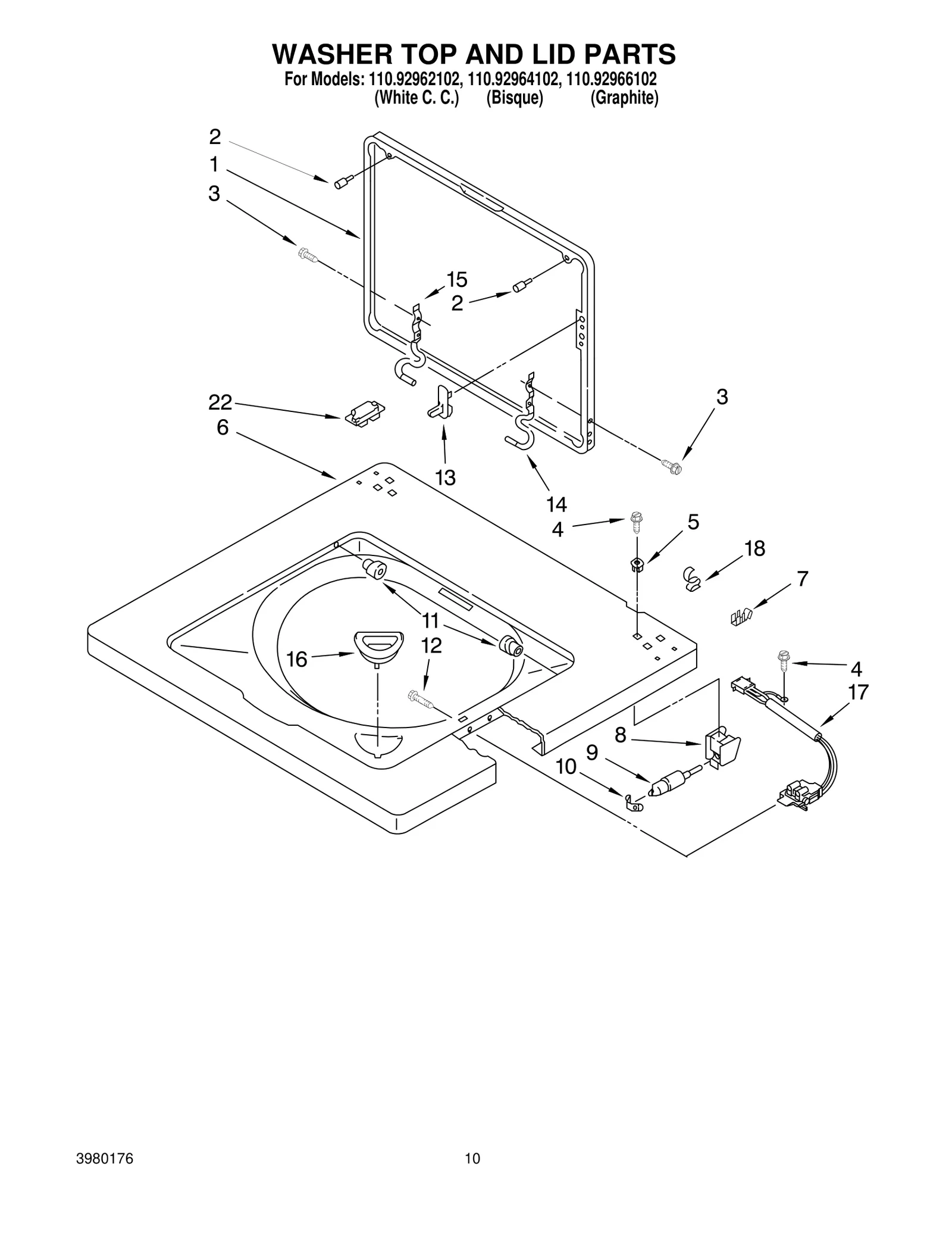 WASHER TOP AND LID PARTS