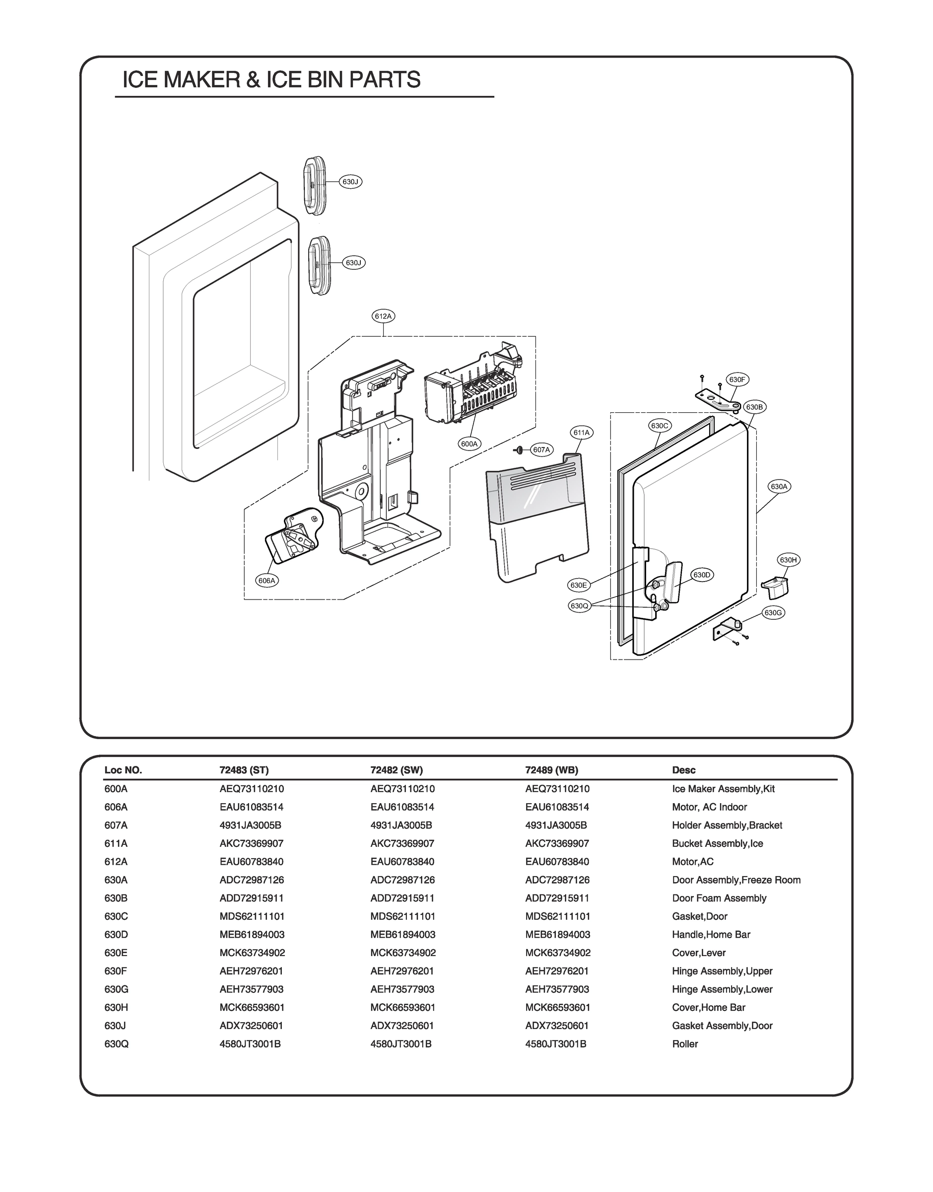 ICE MAKER & ICE BIN PARTS