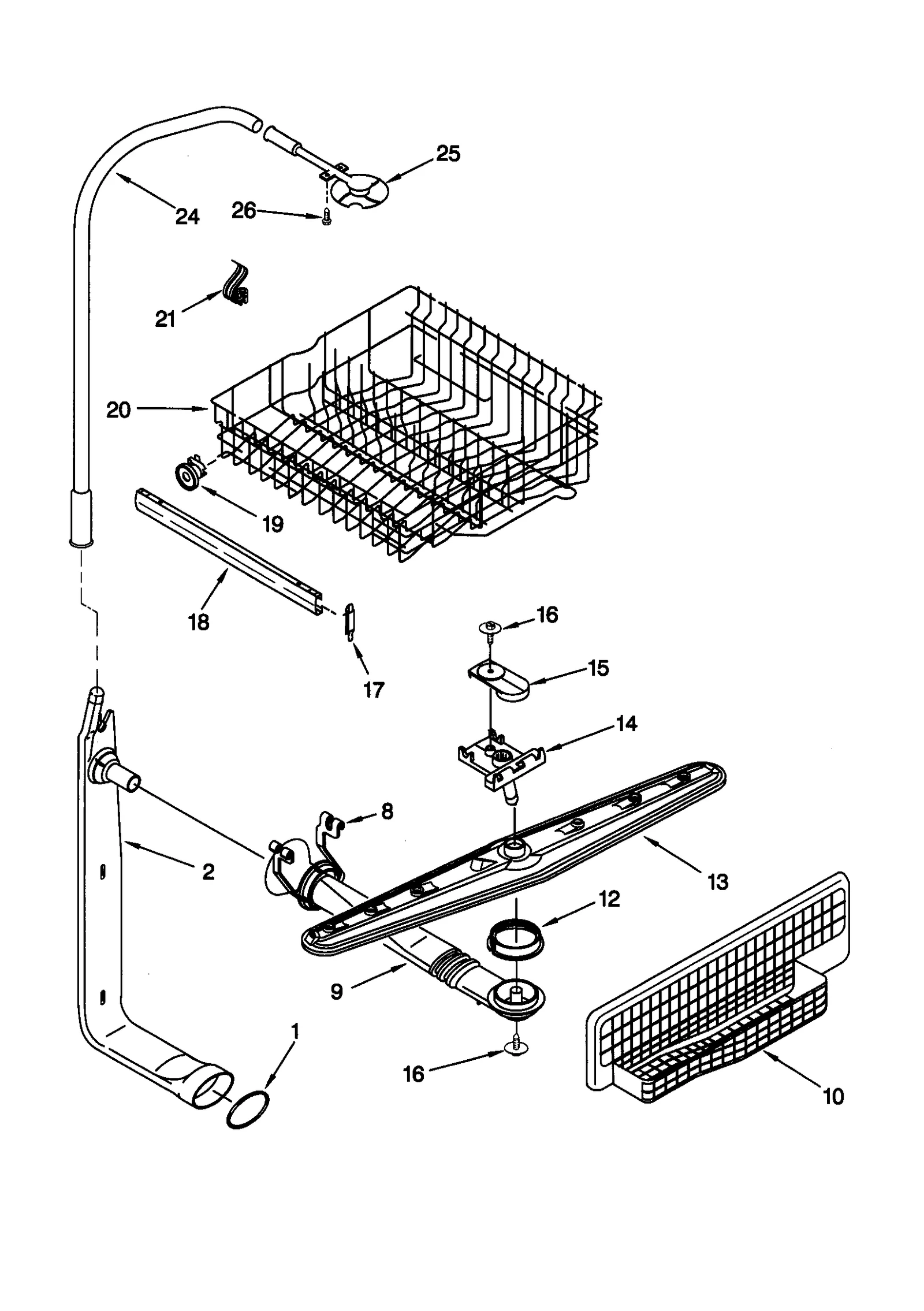 UPPER DISHRACK AND WATER FEED