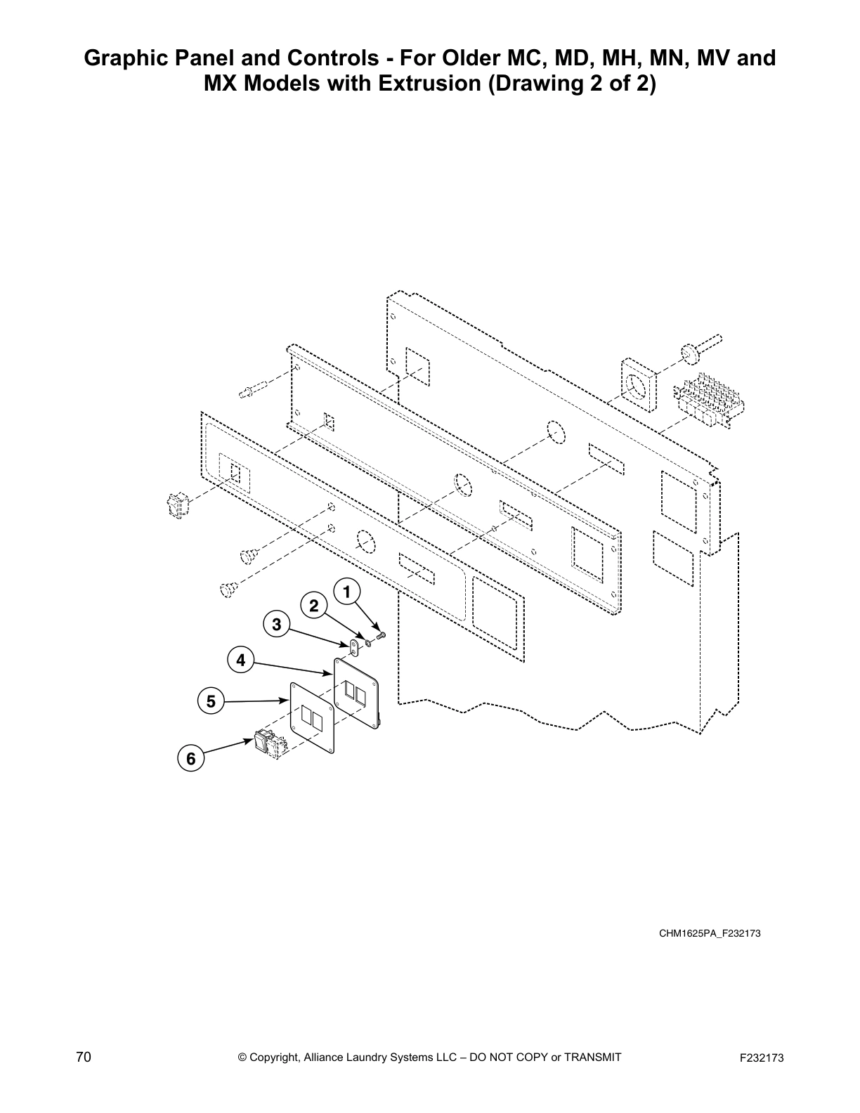 Graphic Panel and Controls - For Older MC, MD, MH, MN, MV and 
MX Models with Extrusion (Drawing 2 of 2)