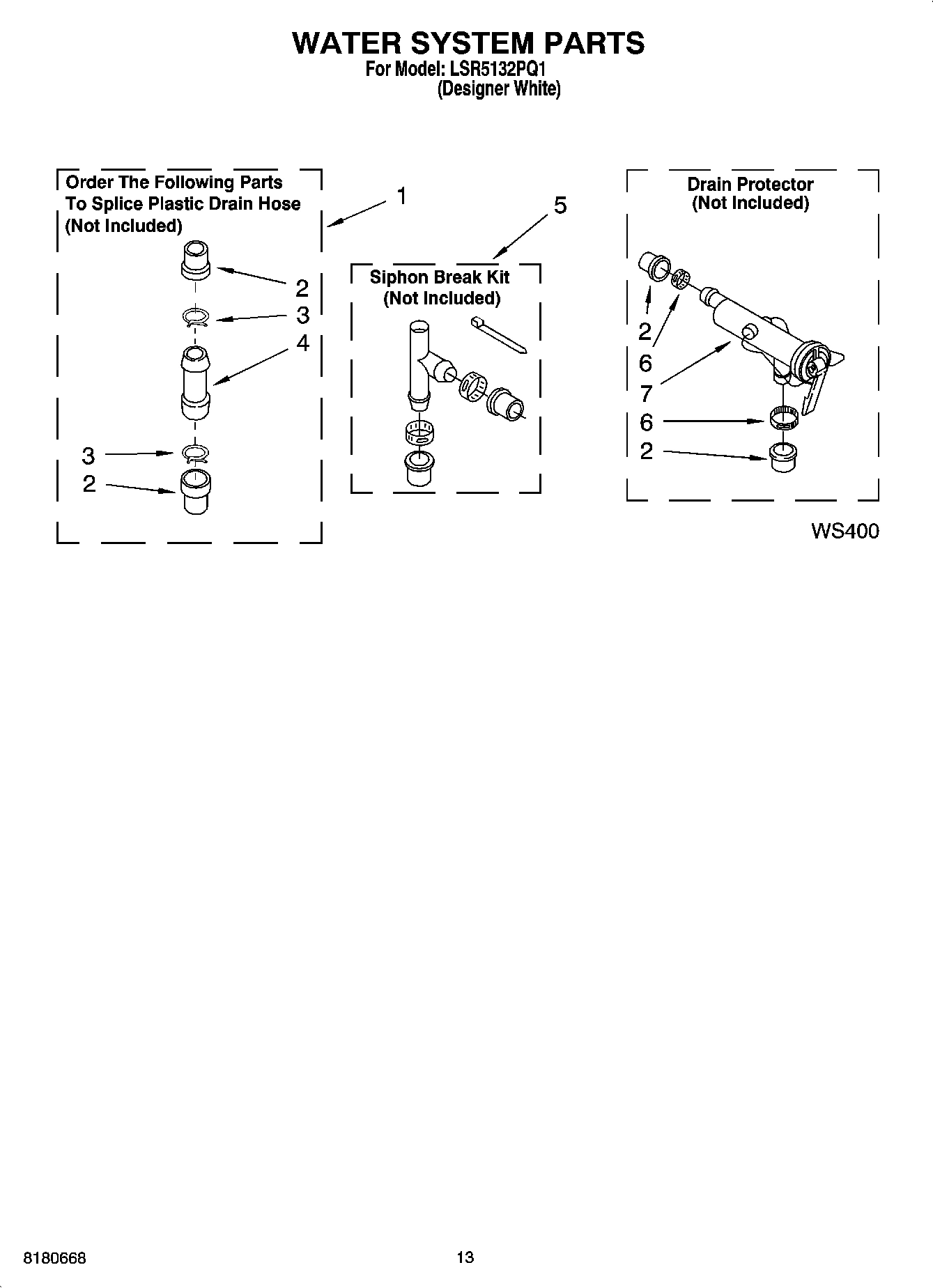 09 - WATER SYSTEM PARTS, MISCELLANEOUS PARTS, OPTIONAL PARTS (NOT INCLUDED)