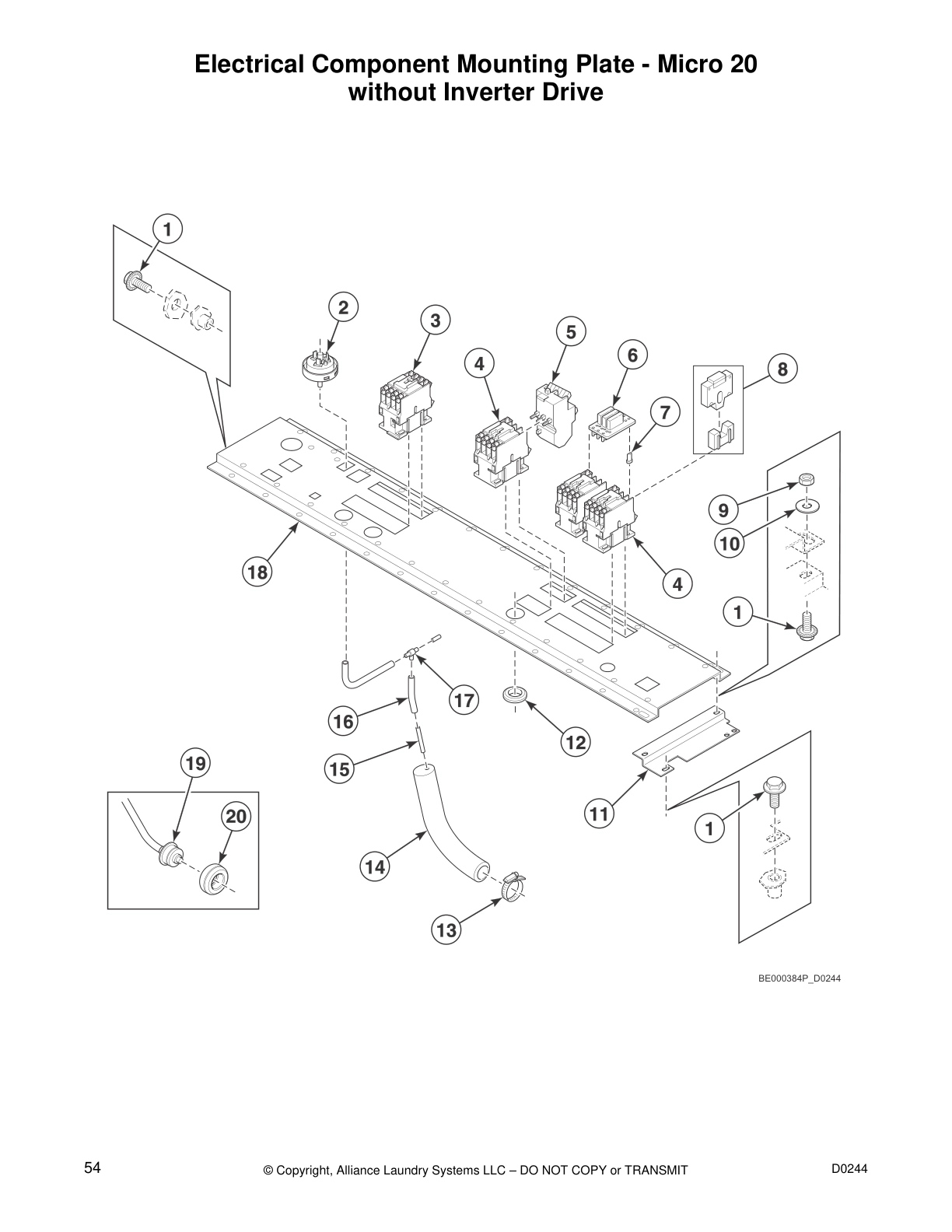 Electrical Component Mounting Plate - Micro 20 
without Inverter Drive