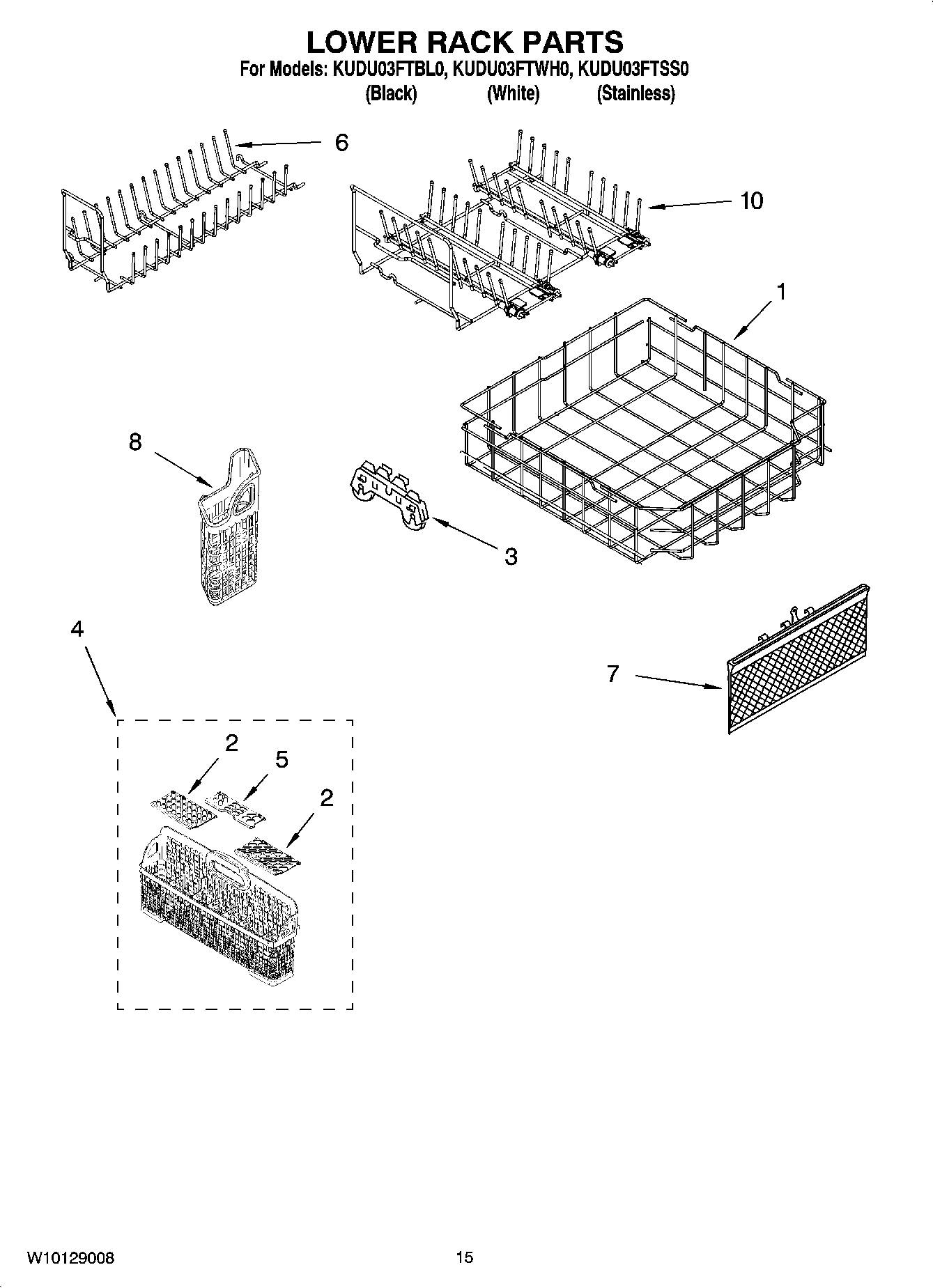 12 - LOWER RACK PARTS, OPTIONAL PARTS (NOT INCLUDED)
