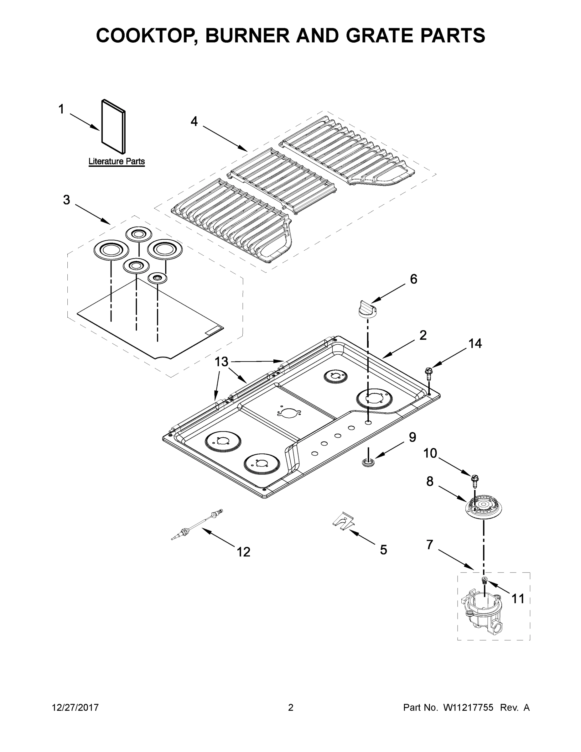 02 - COOKTOP, BURNER AND GRATE PARTS