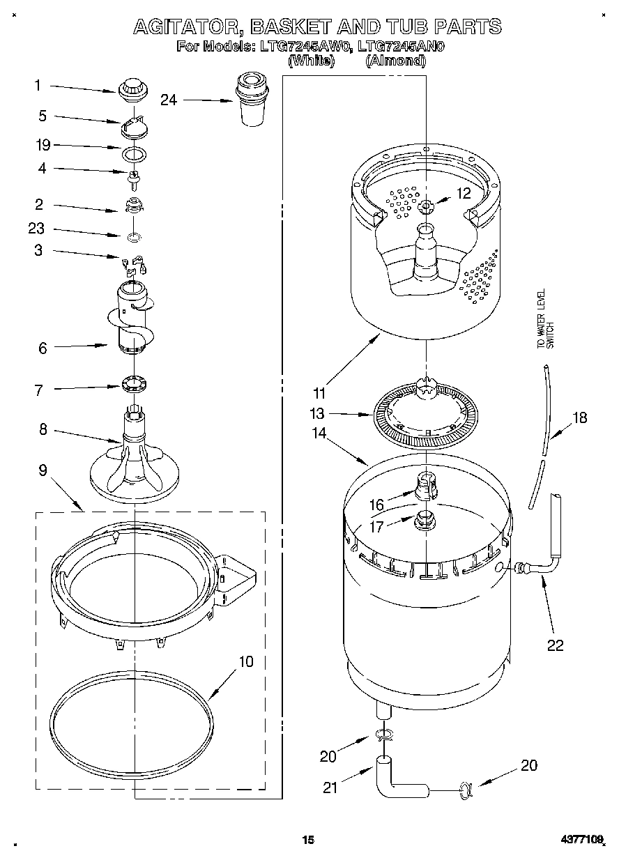 10 - AGITATOR, BASKET AND TUB