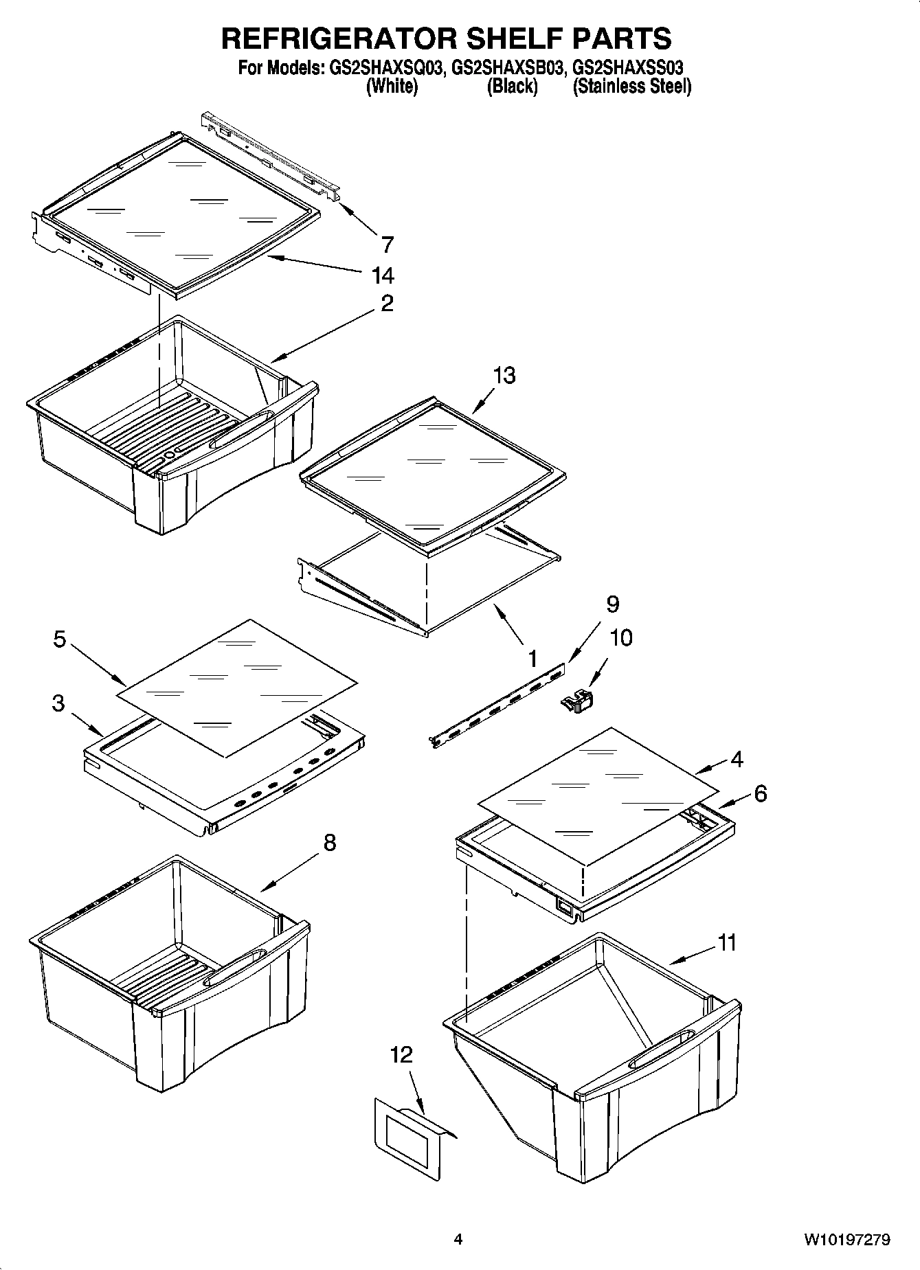 03 - REFRIGERATOR SHELF PARTS