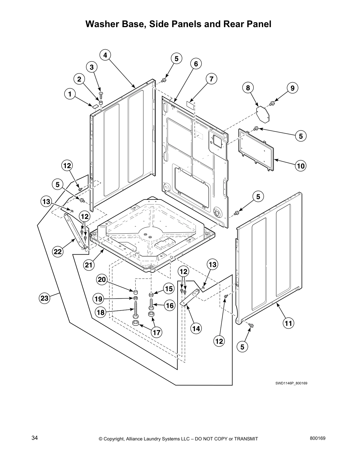 Washer Base, Side Panels and Rear Panel