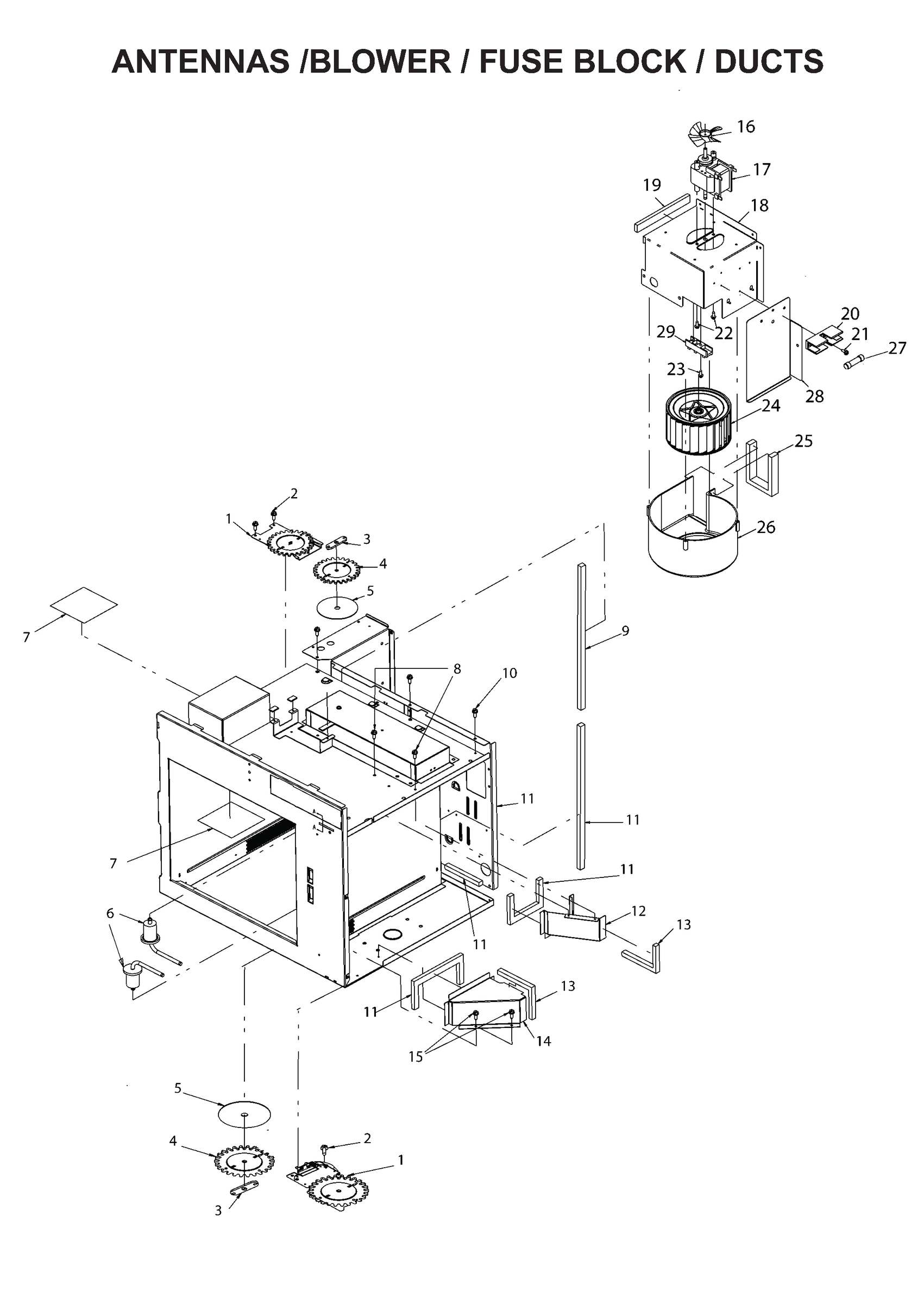 ANTENNAS /BLOWER / FUSE BLOCK / DUCTS