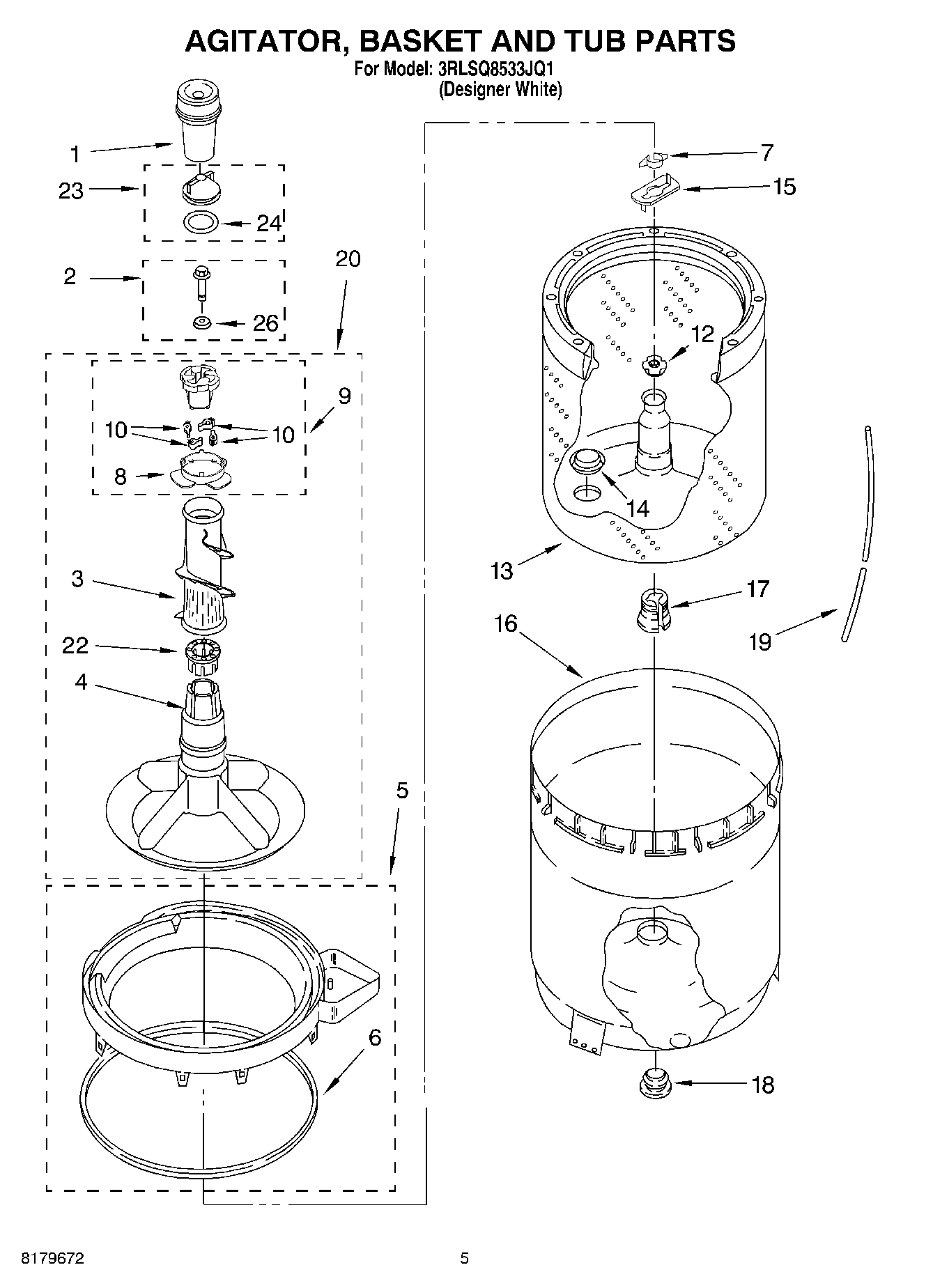 03 - AGITATOR, BASKET AND TUB
