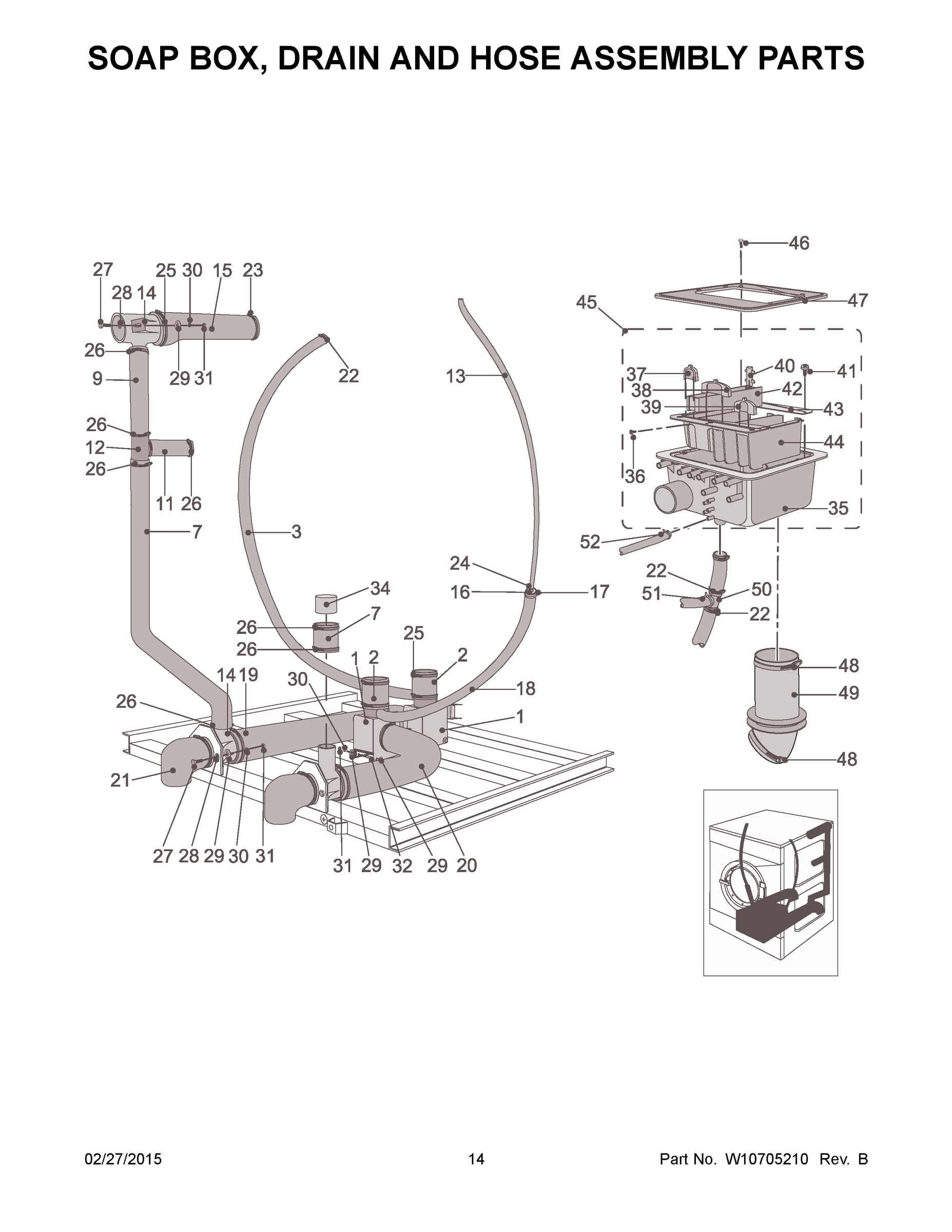 08 - SOAP BOX, DRAIN AND HOSE ASSEMBLY PARTS