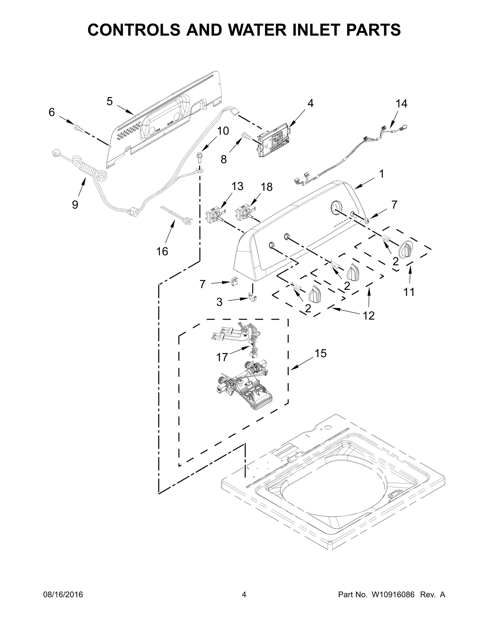 CONTROLS AND WATER INLET PARTS