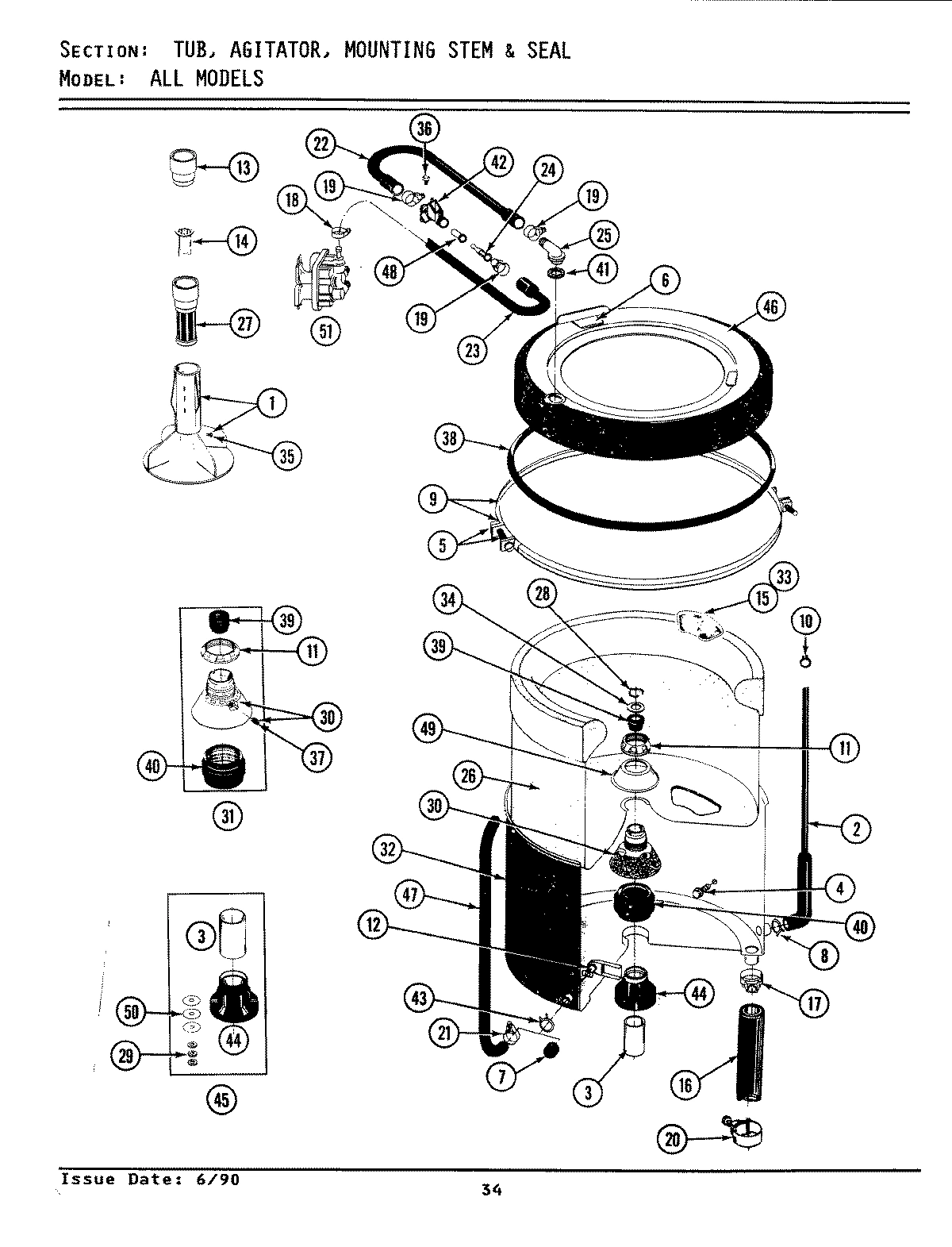07 - TUB, AGITATOR, MOUNTING STEM & SEAL