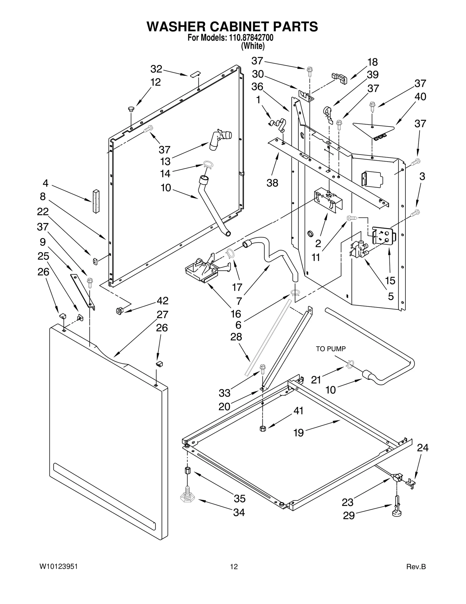 WASHER CABINET PARTS