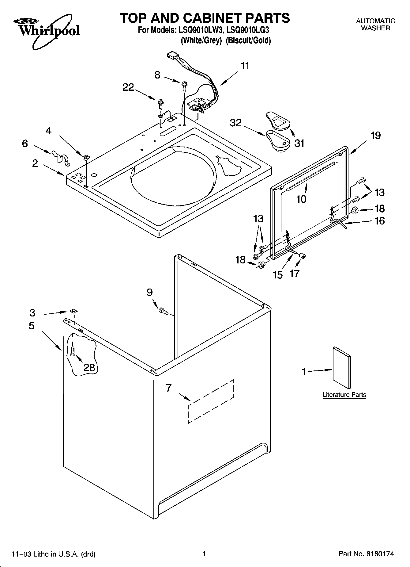 01 - TOP AND CABINET PARTS