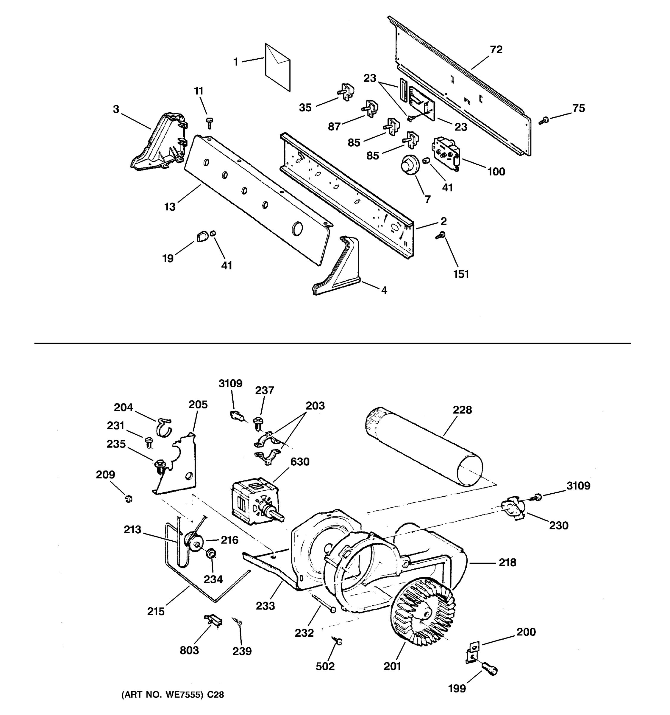 BACKSPLASH, BLOWER & MOTOR ASSEMBLY