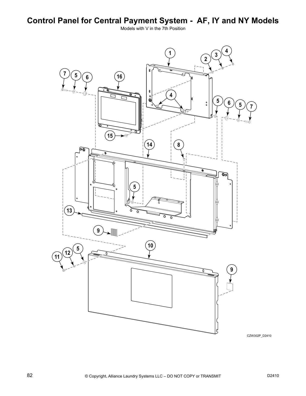 Control Panel for Central Payment System - AF, IY and NY Models