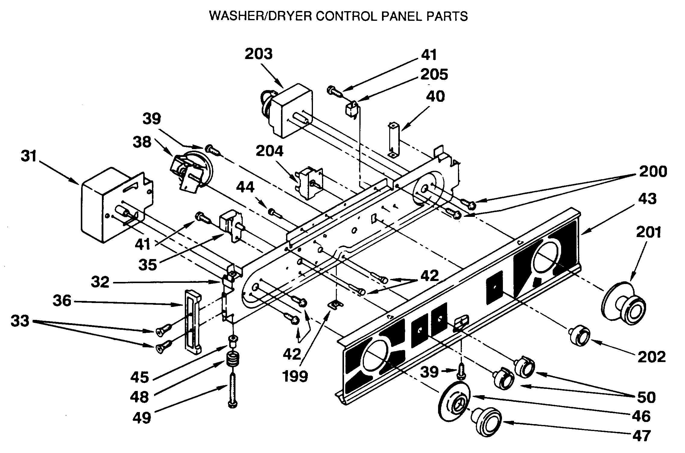 WASHER/DRYER CONTROL PANEL PARTS
