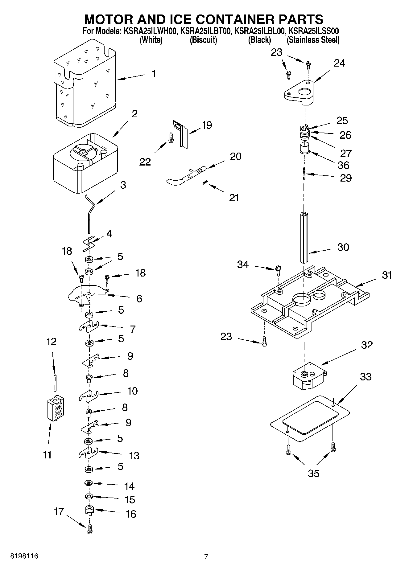 05 - MOTOR AND ICE CONTAINER PARTS