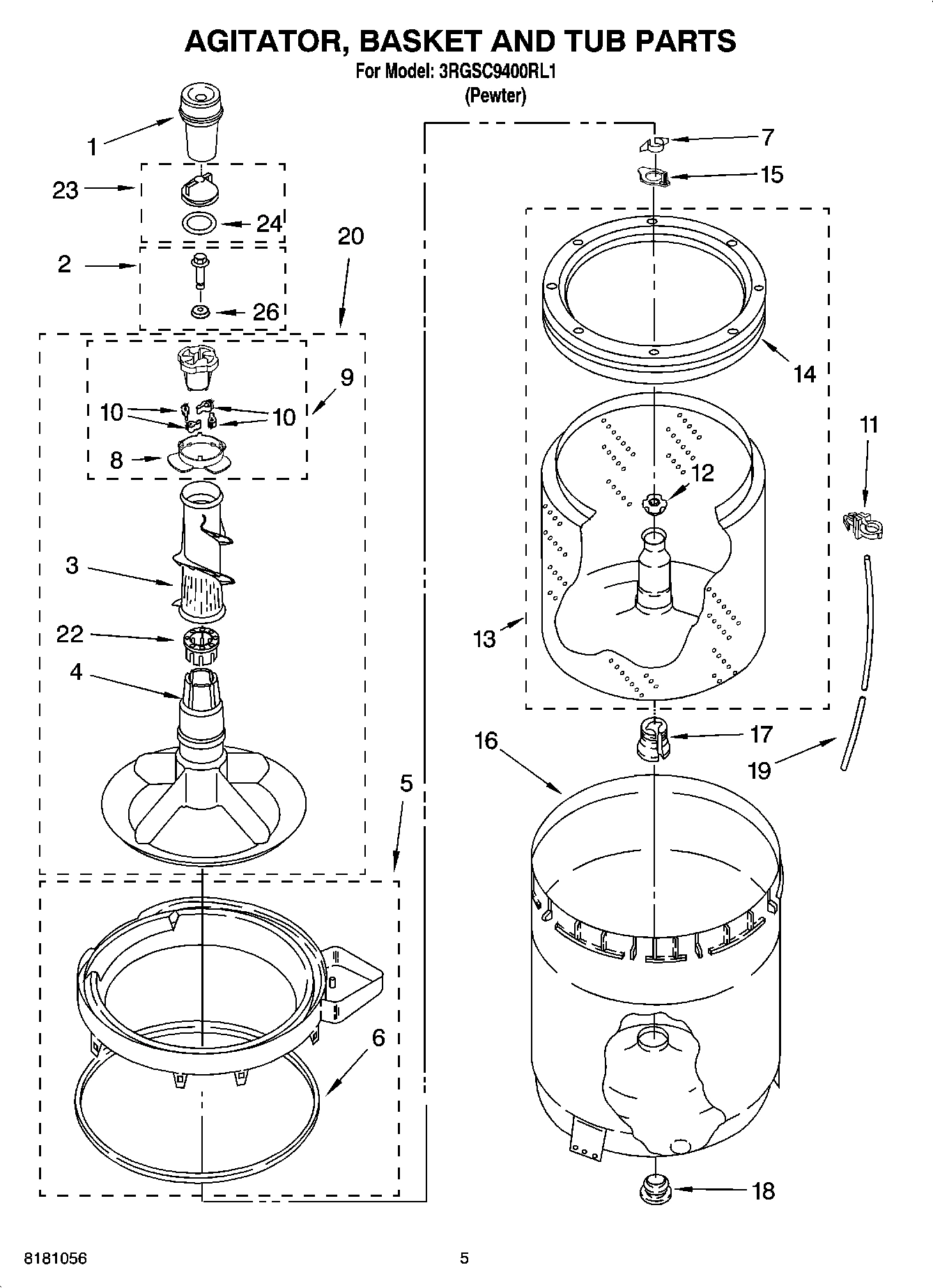 03 - AGITATOR, BASKET AND TUB PARTS