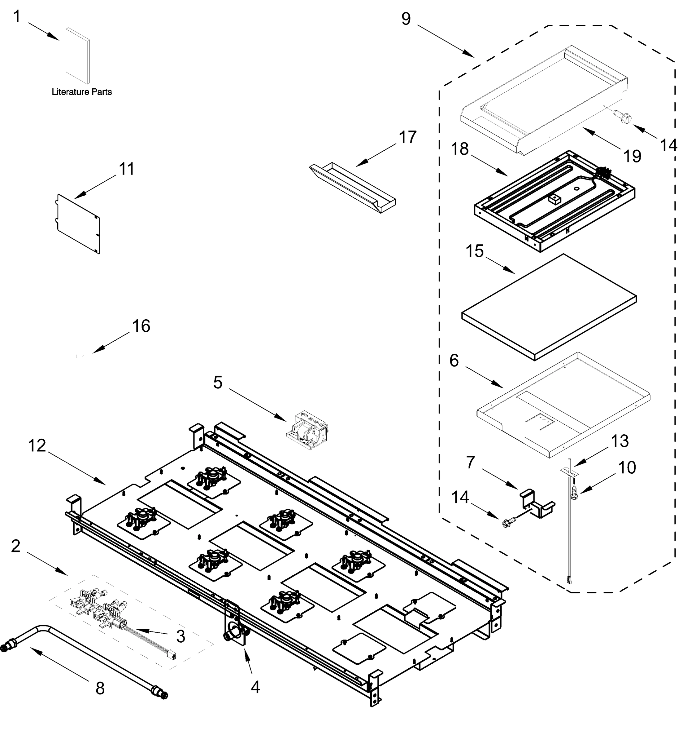 BURNER BOX AND GRIDDLE PARTS