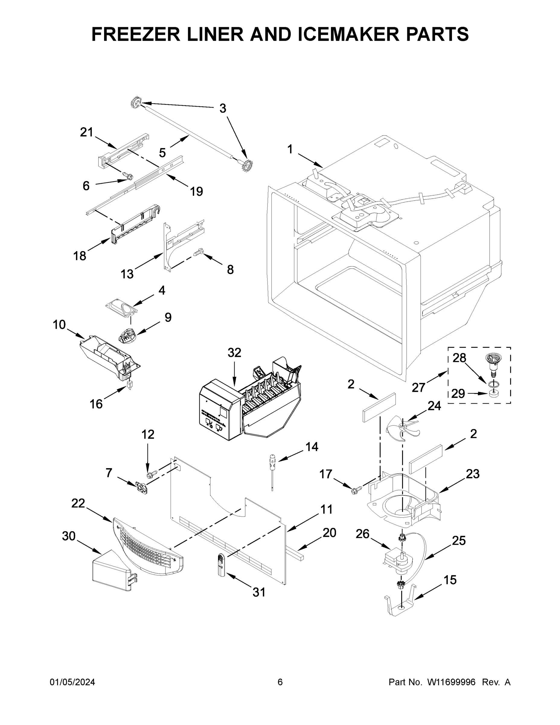04 - FREEZER LINER AND ICEMAKER PARTS