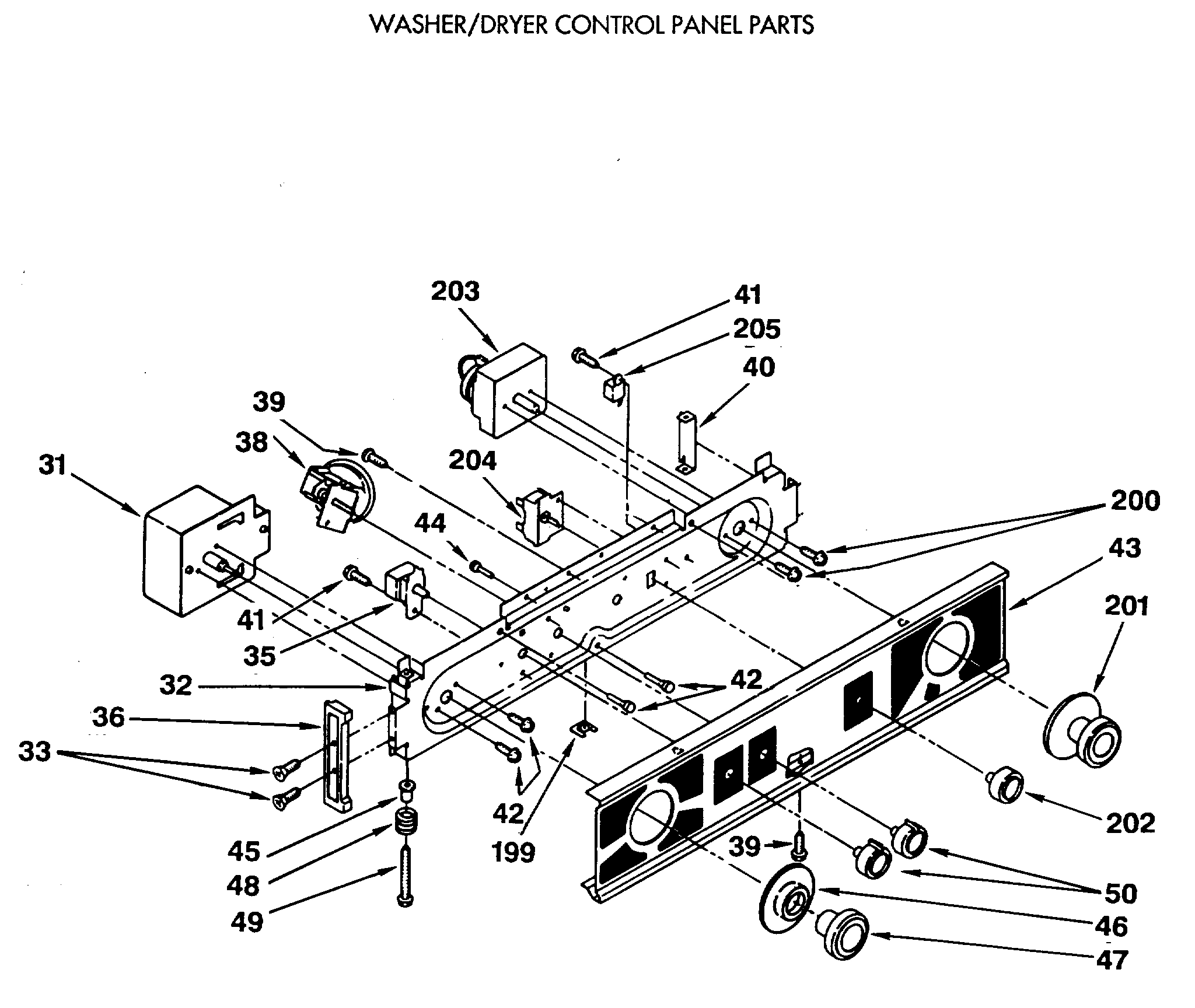 WASHER/DRYER CONTROL PANEL PARTS