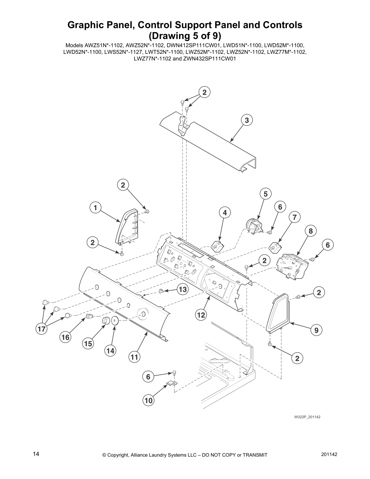 Graphic Panel, Control Support Panel and Controls 
(Drawing 5 of 9)