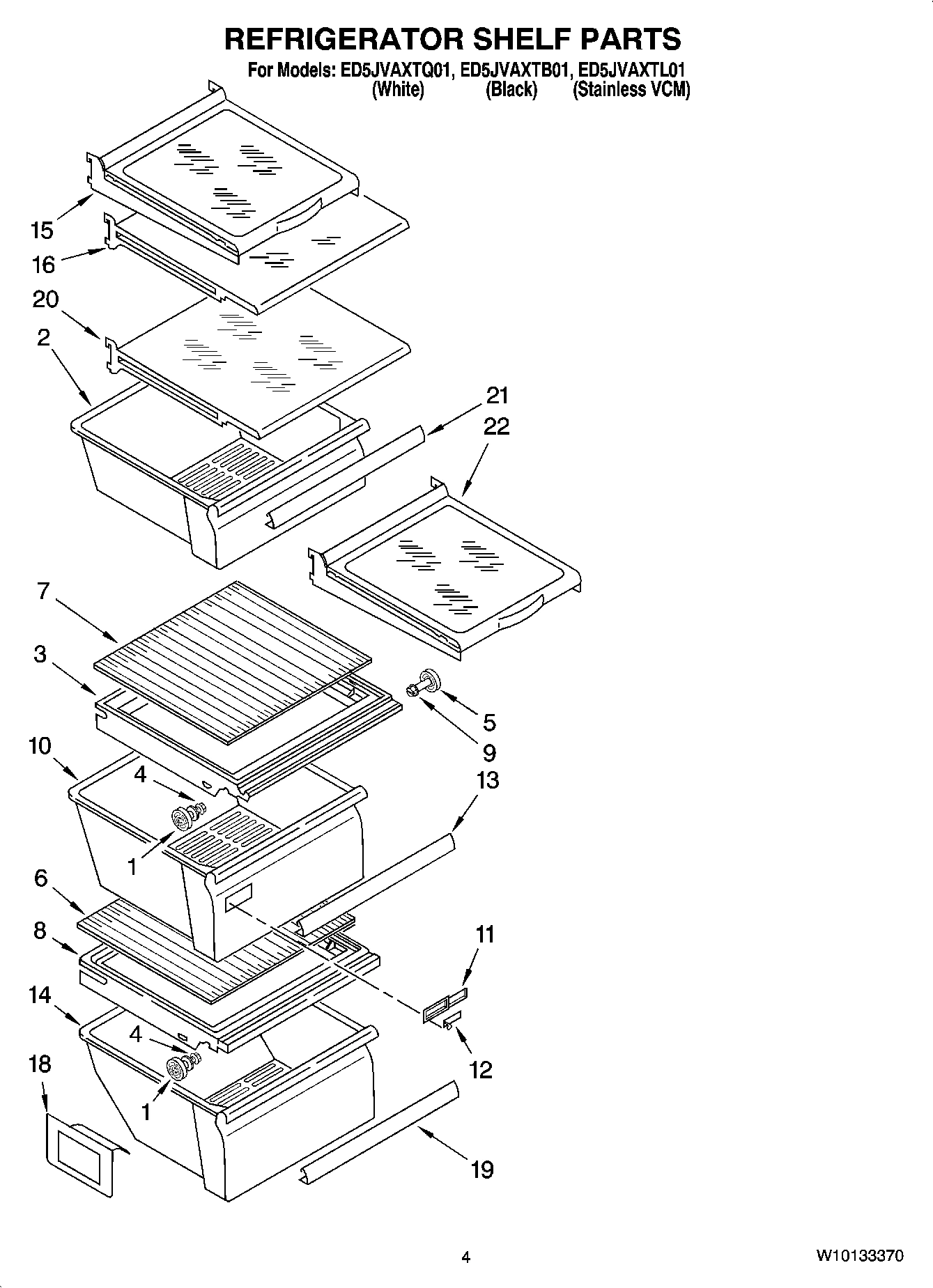03 - REFRIGERATOR SHELF PARTS