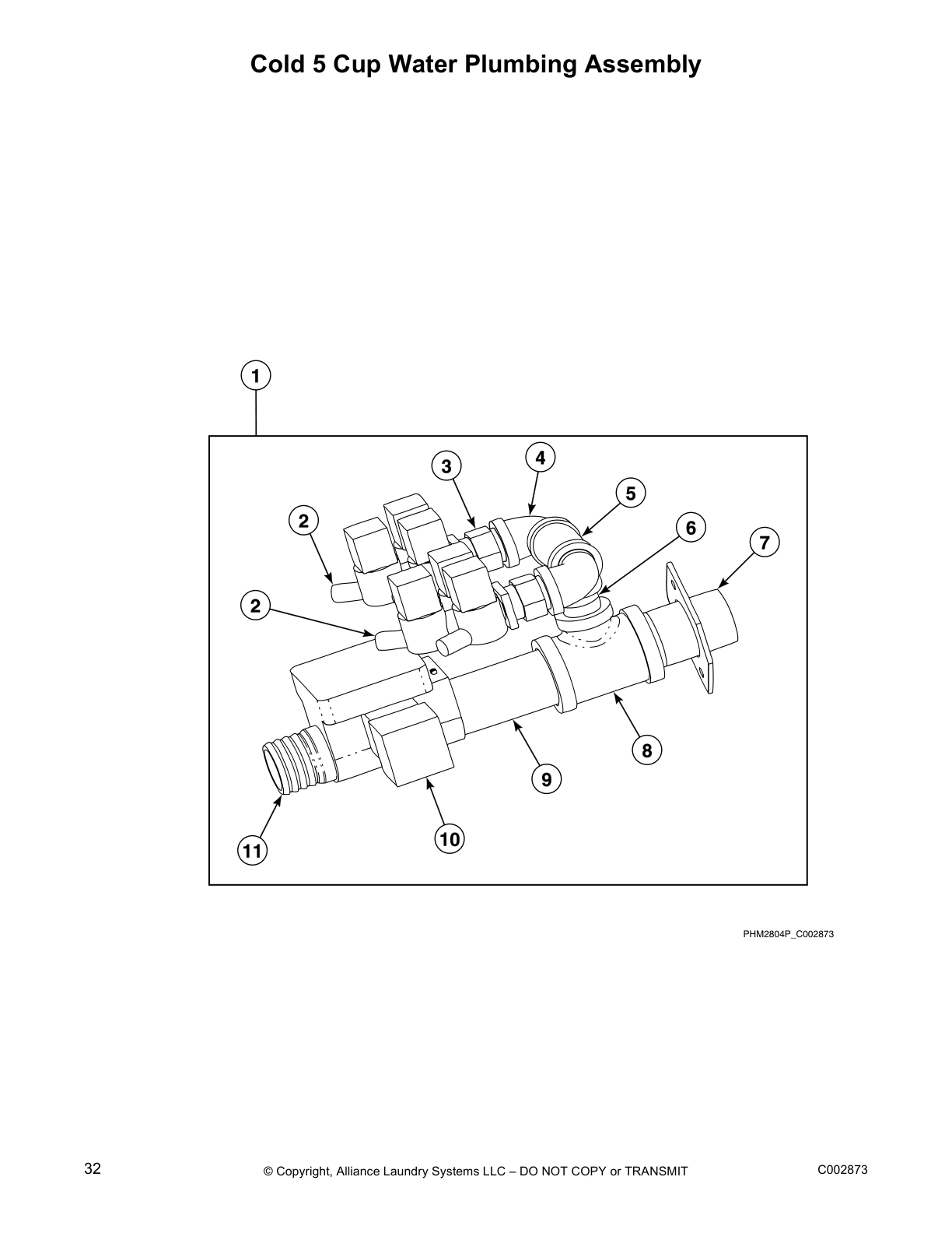 Cold 5 Cup Water Plumbing Assembly