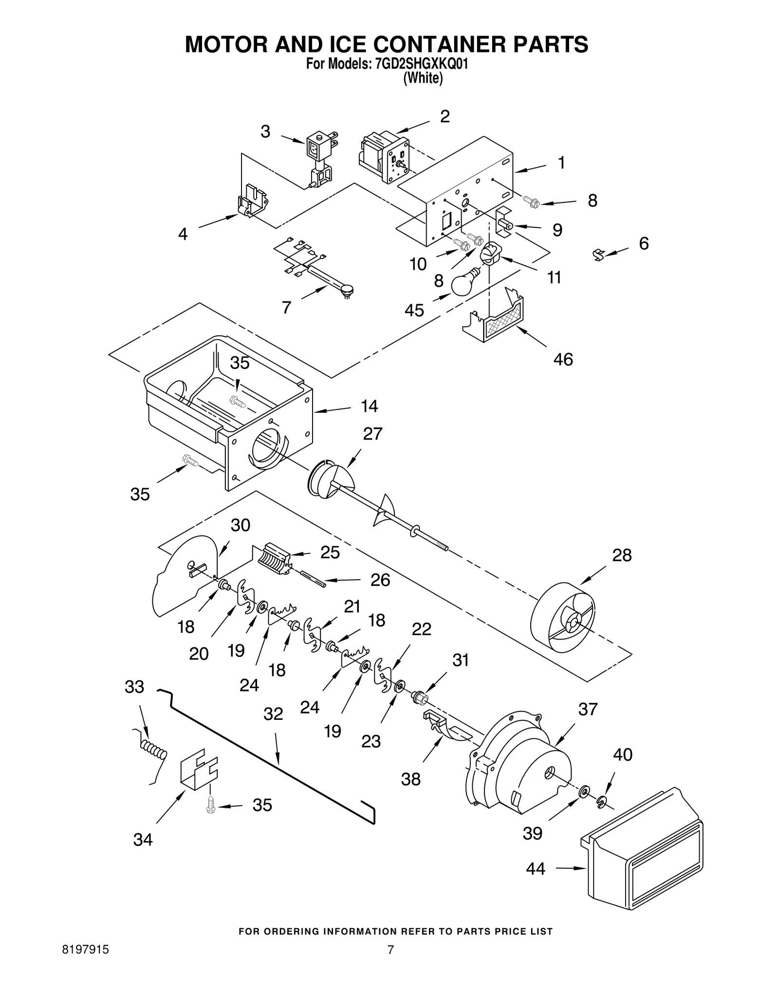 MOTOR AND ICE CONTAINER PARTS