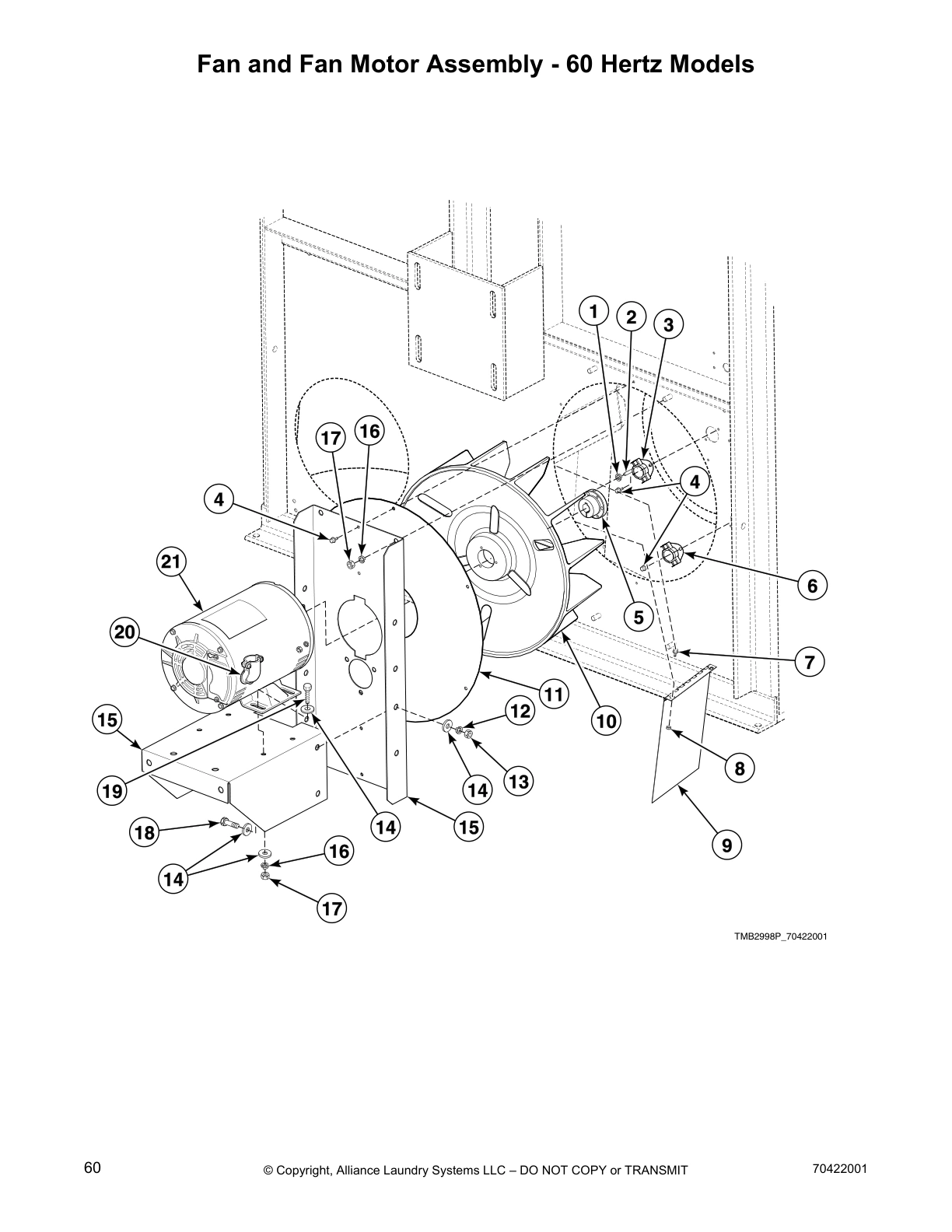 Fan and Fan Motor Assembly - 60 Hertz Models