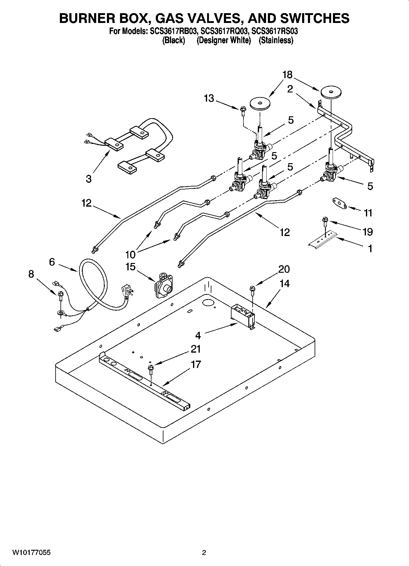 02 - BURNER BOX, GAS VALVES, AND SWITCHES