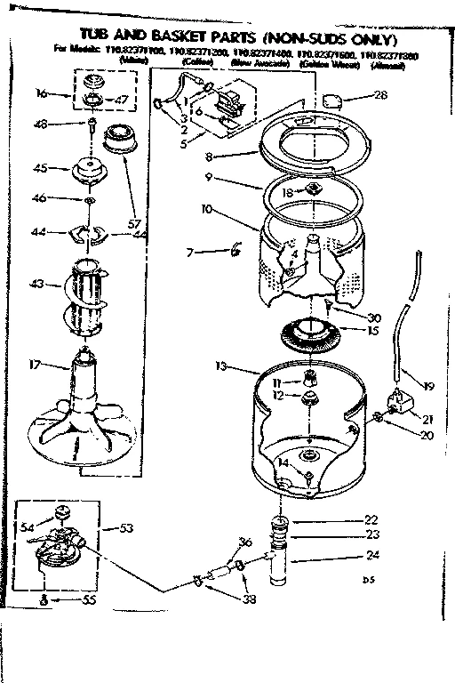 TUB AND BASKET PARTS NON-SUDS ONLY