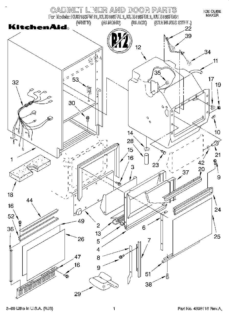 01 - CABINET, LINER AND DOOR, LITERATURE