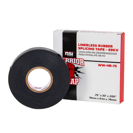 Black Linered Rubber Splicing Tape, .75in Wide, 22ft Long - NSI Industries