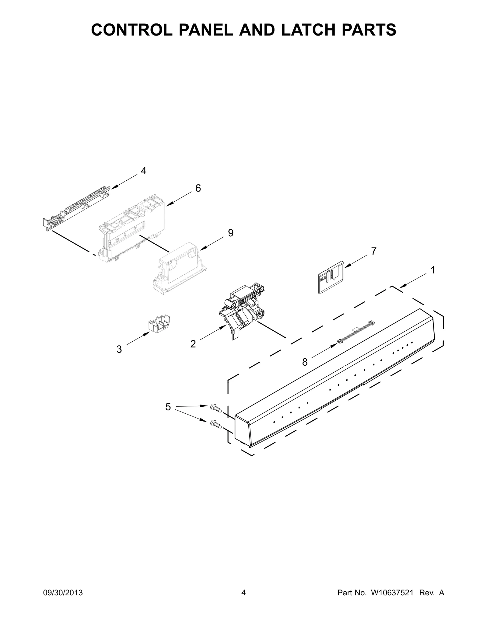 CONTROL PANEL AND LATCH PARTS