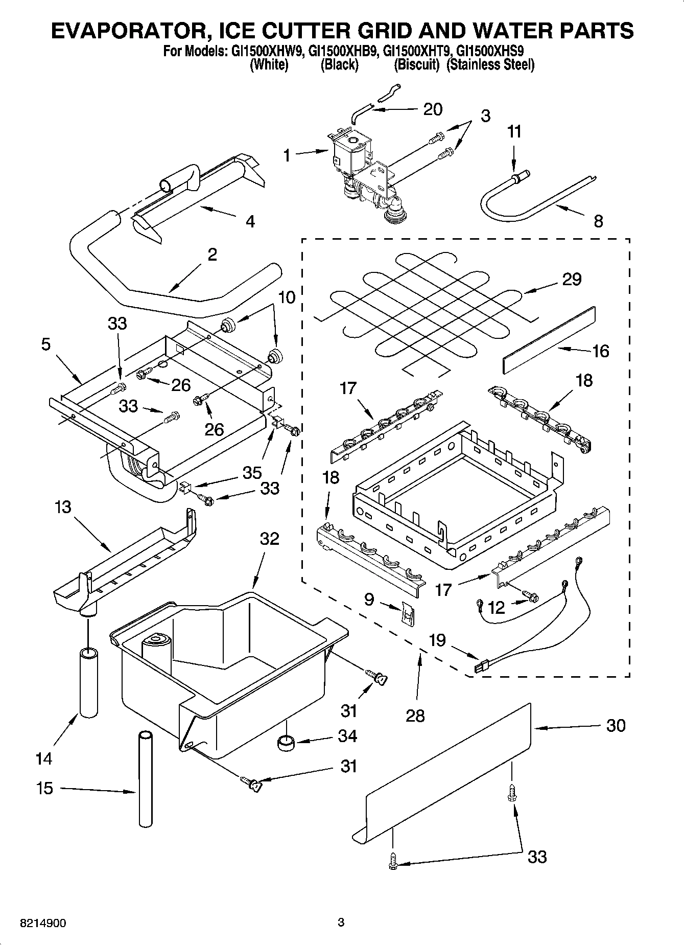 02 - EVAPORATOR, ICE CUTTER GRID AND WATER PARTS