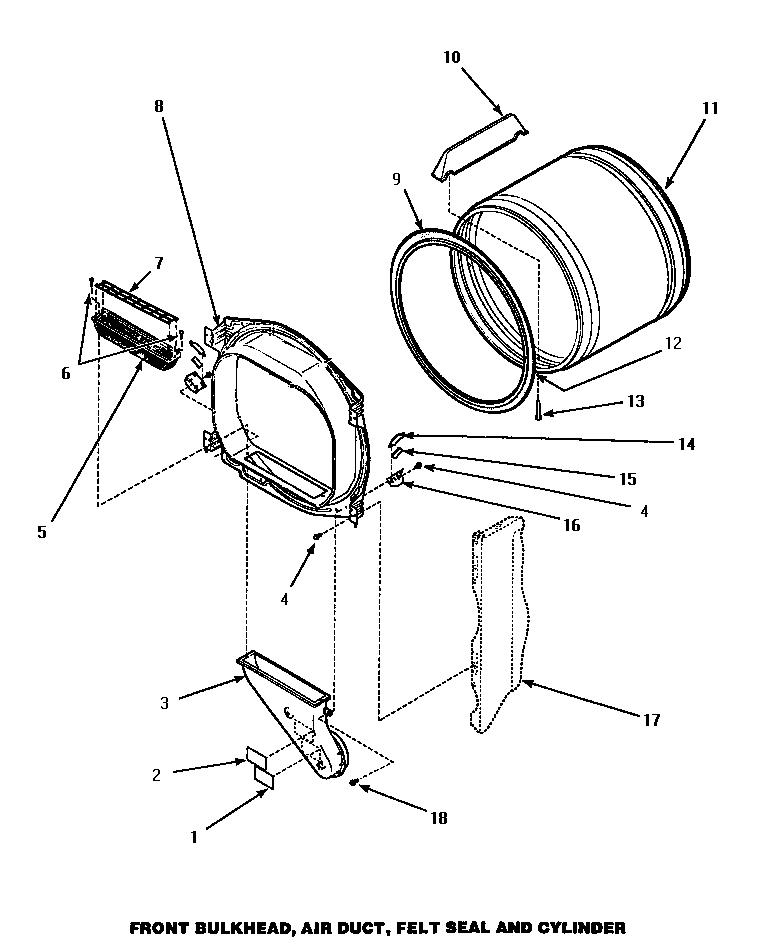 04 - FR BLKHD, AIR DUCT, FELT SEAL & CYLINDER