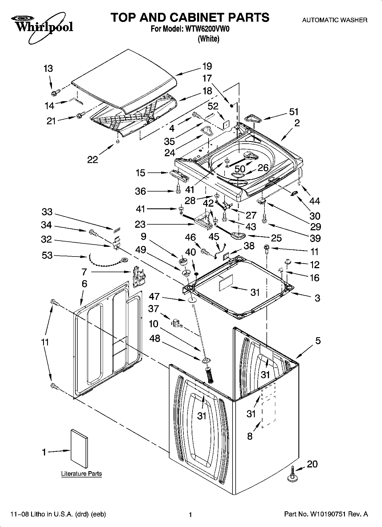 01 - TOP AND CABINET PARTS