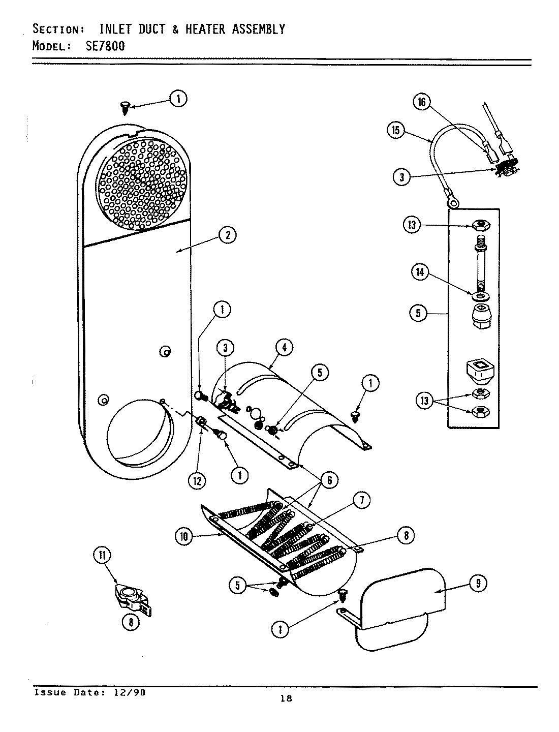 10 - INLET DUCT & HEATER ASSEMBLY (SE7800)
