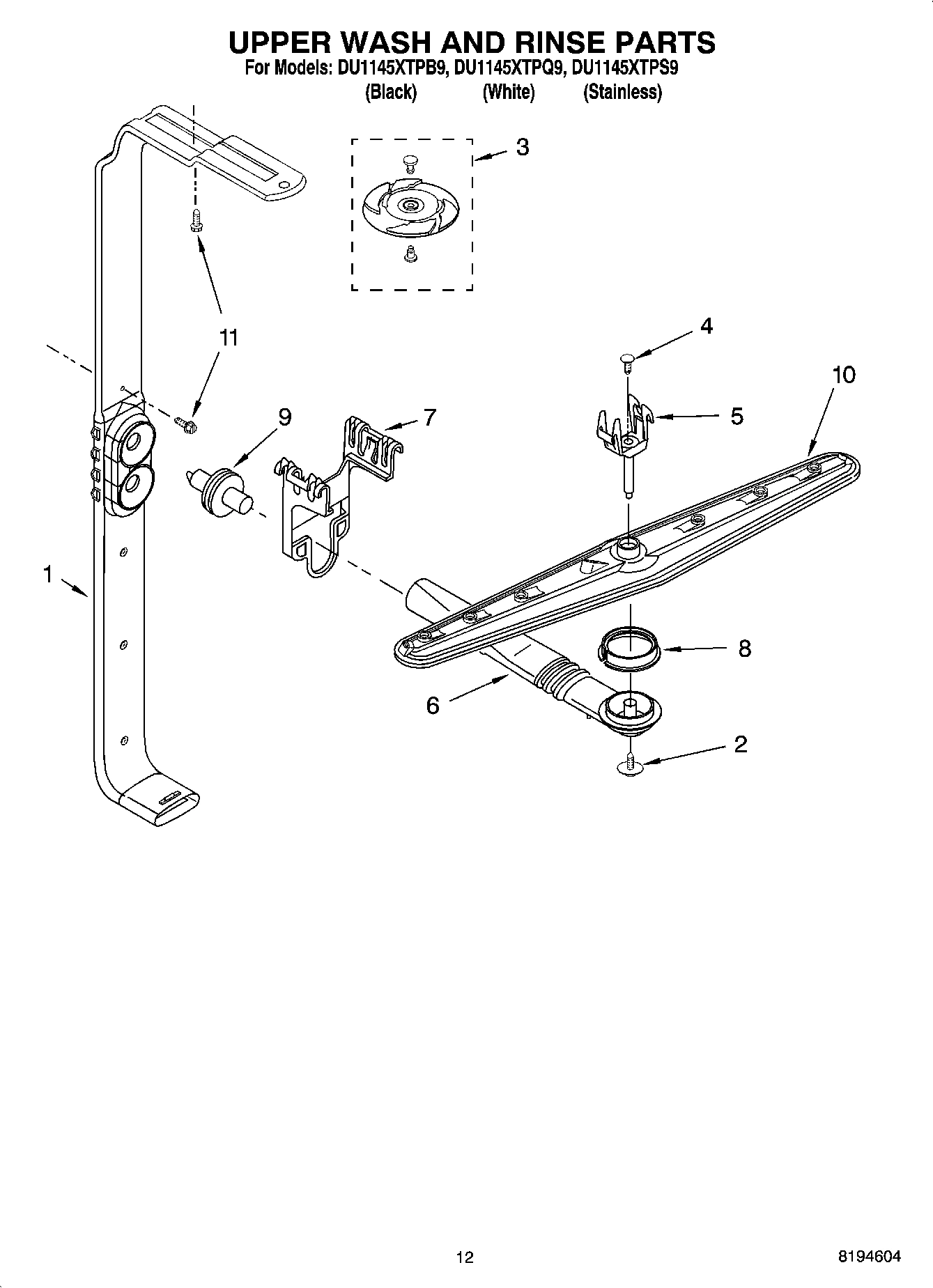 10 - UPPER WASH AND RINSE PARTS